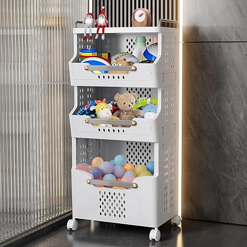 Miniatura 9 de Cesta de lavandería con ruedas, cesta de lavandería plegable, carrito de utilidad, carrito de almacenamiento de cocina, soporte de cesta de