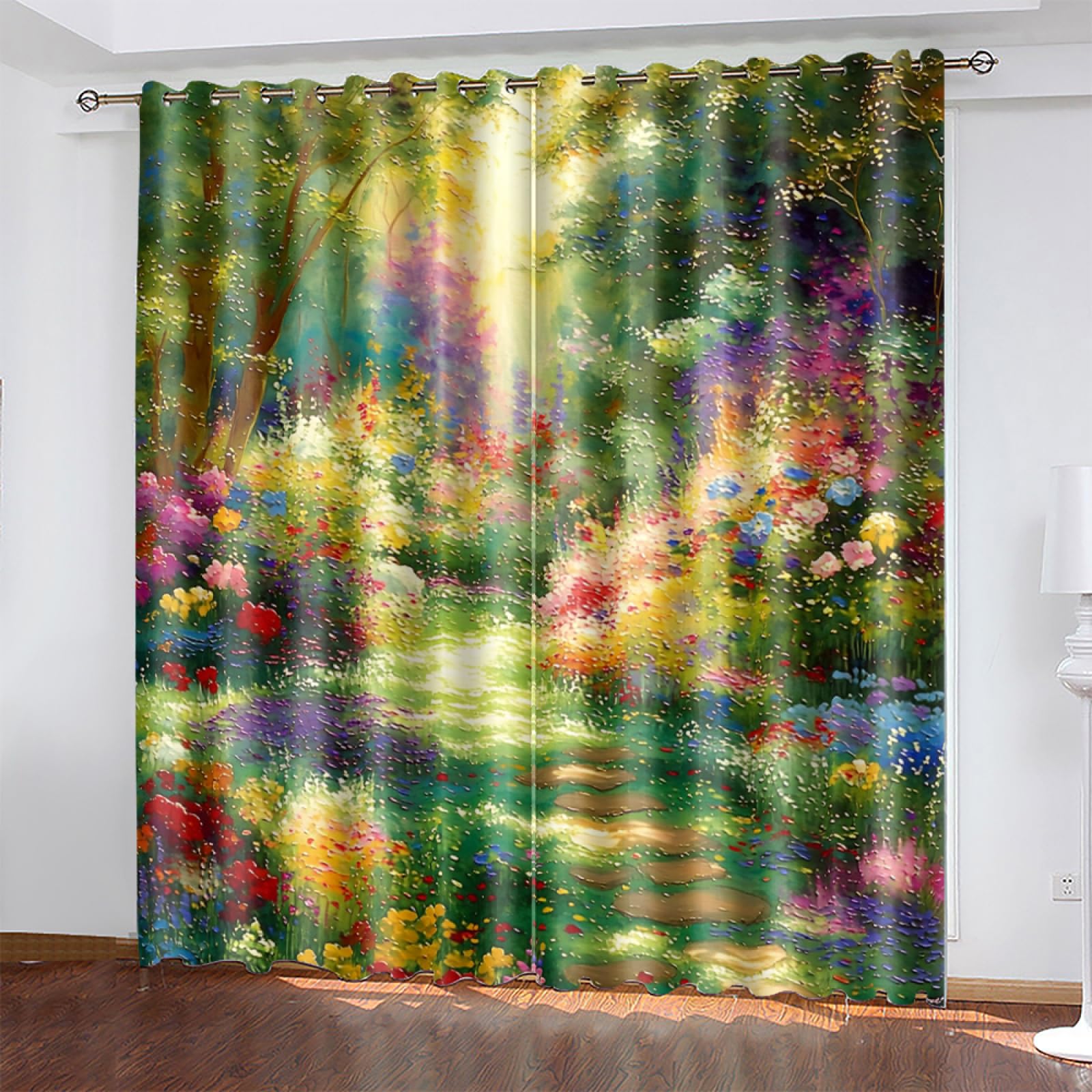 Blackout Eyelet Curtains Abstract Green Graffiti Thermal Blackout Curtains for Bedroom Living Room Black Out Curtain Reduce Noise Eyelet Curtins Durable Polyester Thick Window Curtain 2x75x166cm