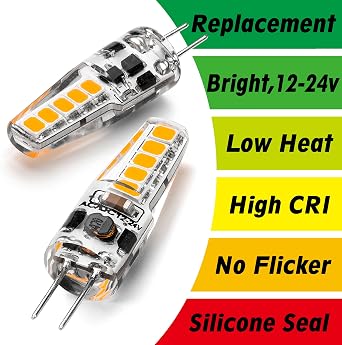 G4 LED Bulb, 20W Halogen Bulb Equivalent, AC/DC 12V-24V, 2700K Warm White | 220LM, Energy Saving, Bi-Pin Base, for Home Lighting, Chandelier, Cabinet, Table Lamps, Non-Dimmable, Non Flicker, 6 Pack [Energy Class F]