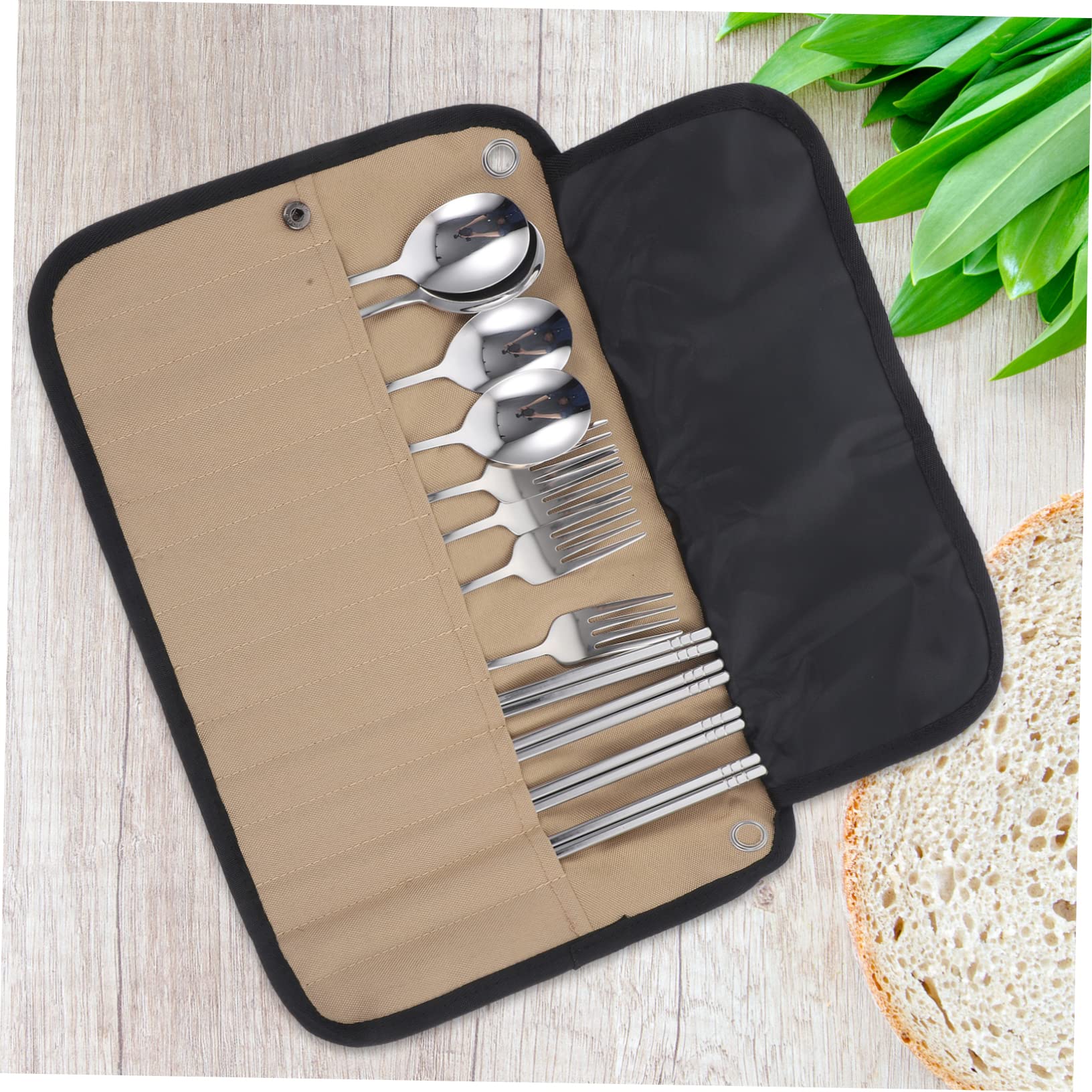 Toyvian Campingbesteckset aus Edelstahl mit Geschirrtasche Multifunktionales Picknickgeschirr für Sommeratmosphäre Leicht zu Reinigen und Einfach zu Tragen für Haushalt und Bbq