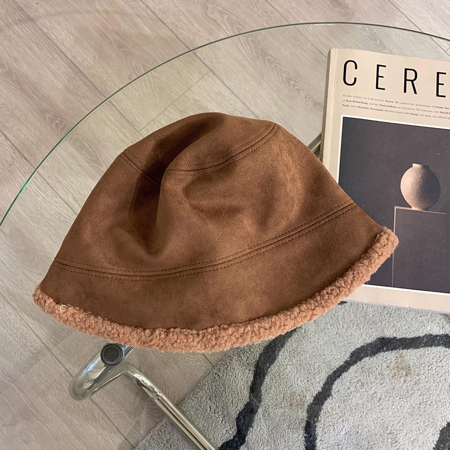 Women Winter Suede Bucket Hat Double-Side-Wear Reversible Fisherman Hat Faux Fur Teddy Style Warm Hat Lambskin Outdoor Cap - Image 7