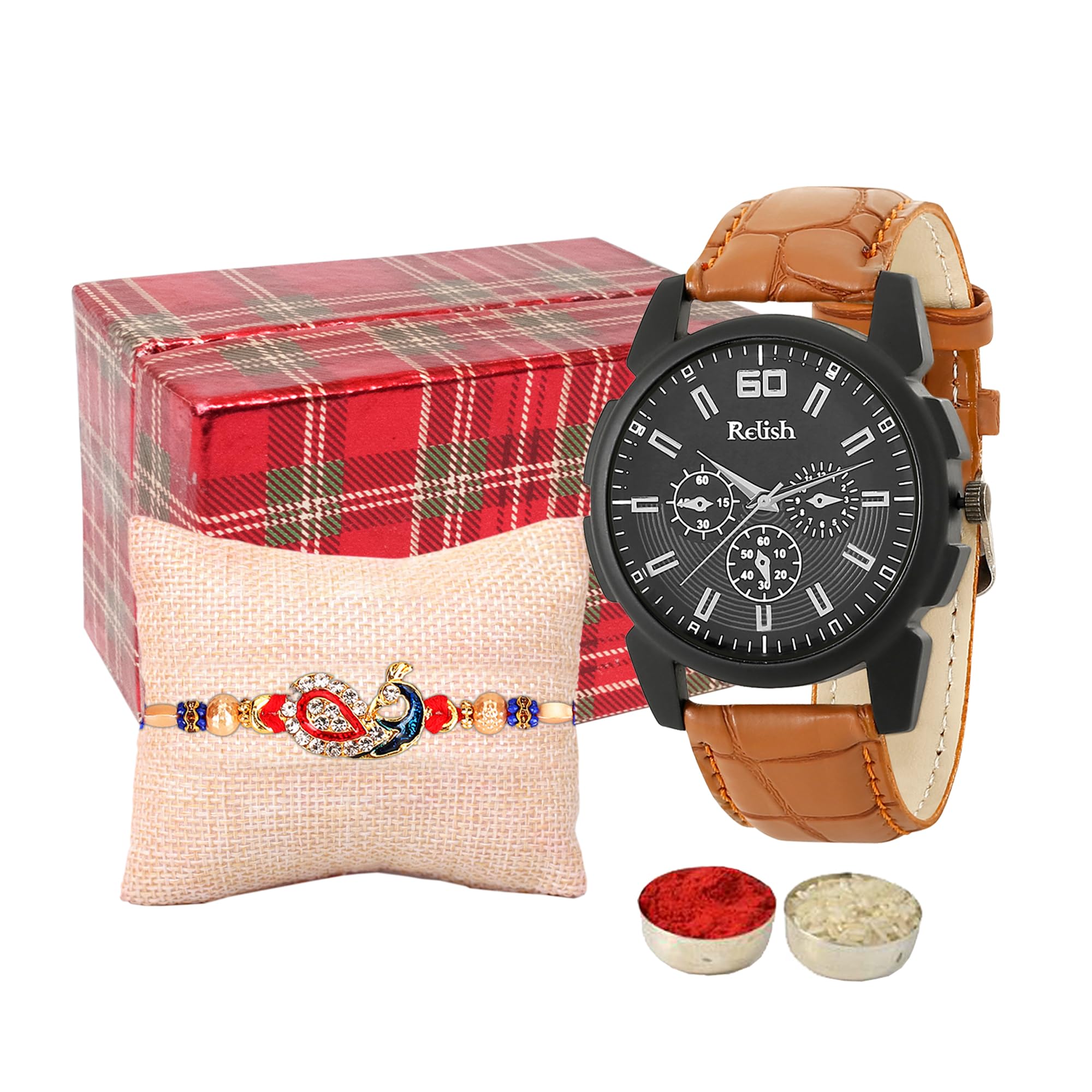 Relish Traditional Peacock Rakhi Set for Brother with Watch & Wishing Card | Beautiful Designer Rakhi for Brother| Raksha Bandhan Gift (B0CBTX4KX2) Amazon Price History, Amazon Price Tracker