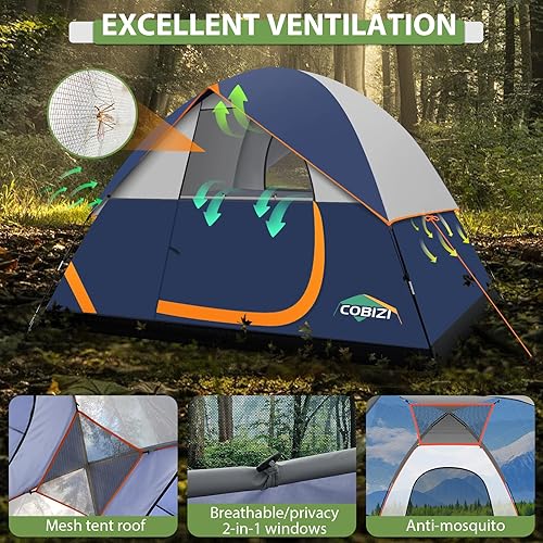 Miniatura 2 de COBIZI Tienda de campaña para acampar 46 personas con lluvia y pantalla, fácil instalación, ligera, portátil, impermeable, tienda de campaña al aire