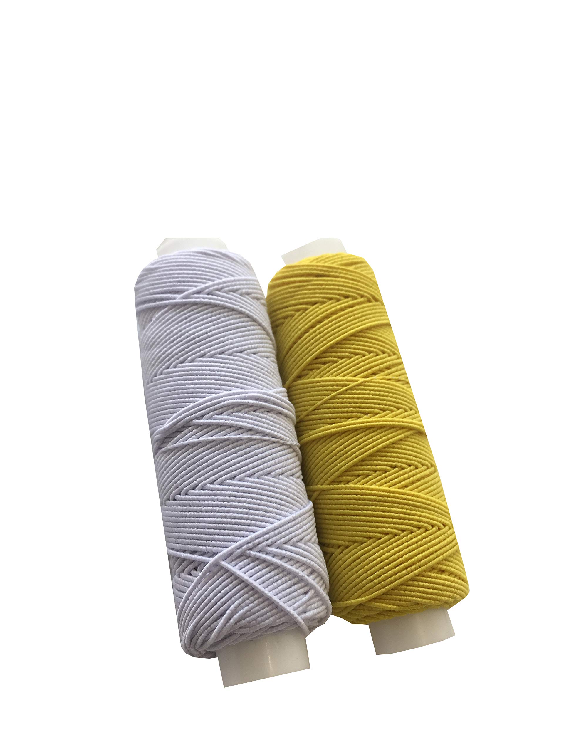 The Trimming Department White & Yellow Shirring Shearing Elastic Thread, 20 Meter Each Colour Per Spool, Pack Of 2 X 20M Spools, Sewing, Haberdashery, Craft, Smocking, Gathering, (White & Yellow), 30 Colours Available