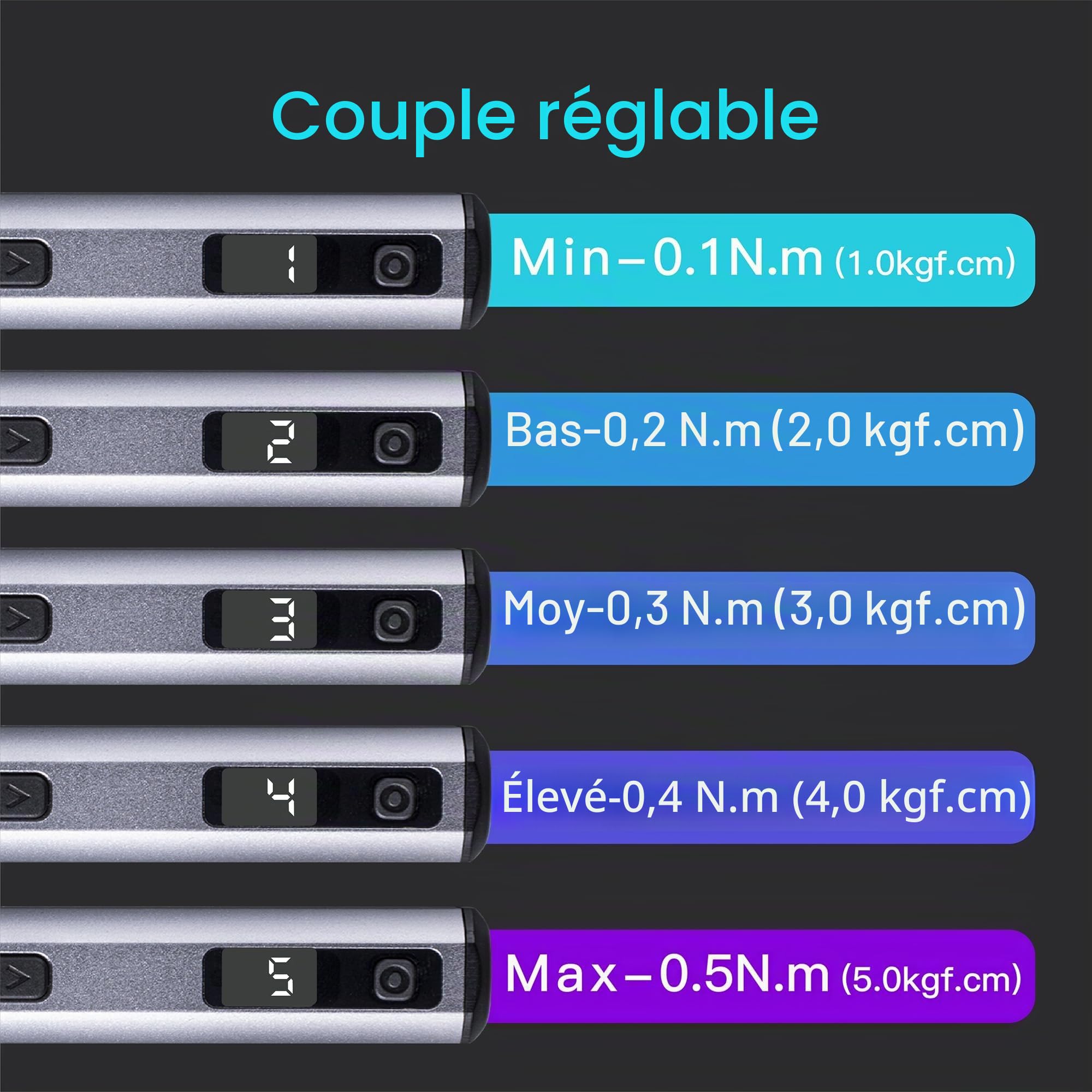 ARROWMAX Mini tournevis électrique, jeu de tournevis électrique de précision 60-en-1 avec embouts magnétiques, 5 modes de couple, kit d'outils de tournevis sans fil de réparation pour téléphone