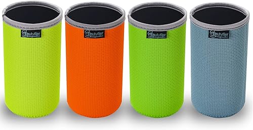 Miniatura 7 de Beautyflier Paquete de 4 fundas aislantes de neopreno antideslizantes en relieve, fundas gruesas plegables para latas de bebidas, para fiestas de