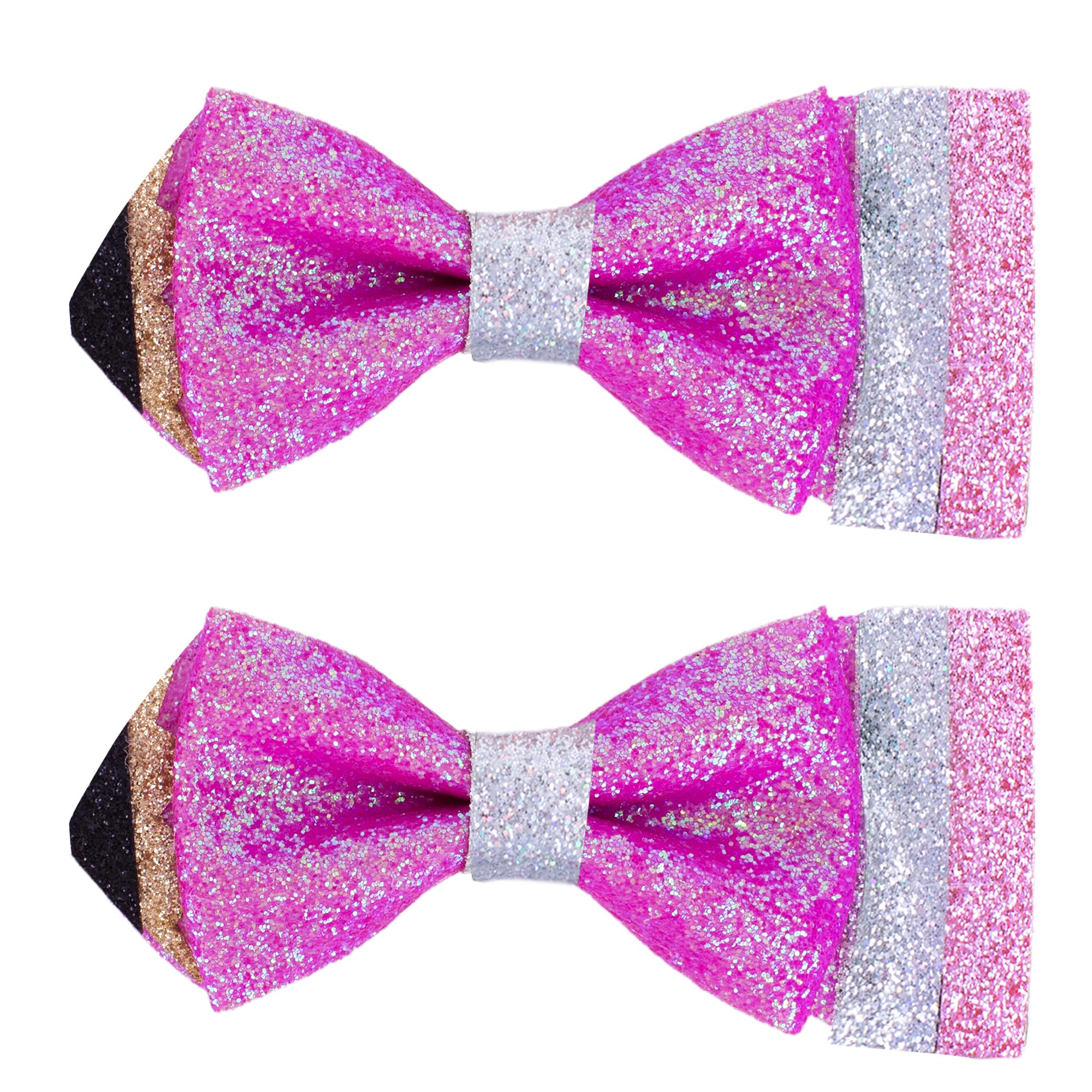 Back To School Hair Bows, Pencil Hair Clips Metal Alligator Hairpins Barrettes Glitter First Day of School Hair Accessories for Girls Kids, Rose Pink