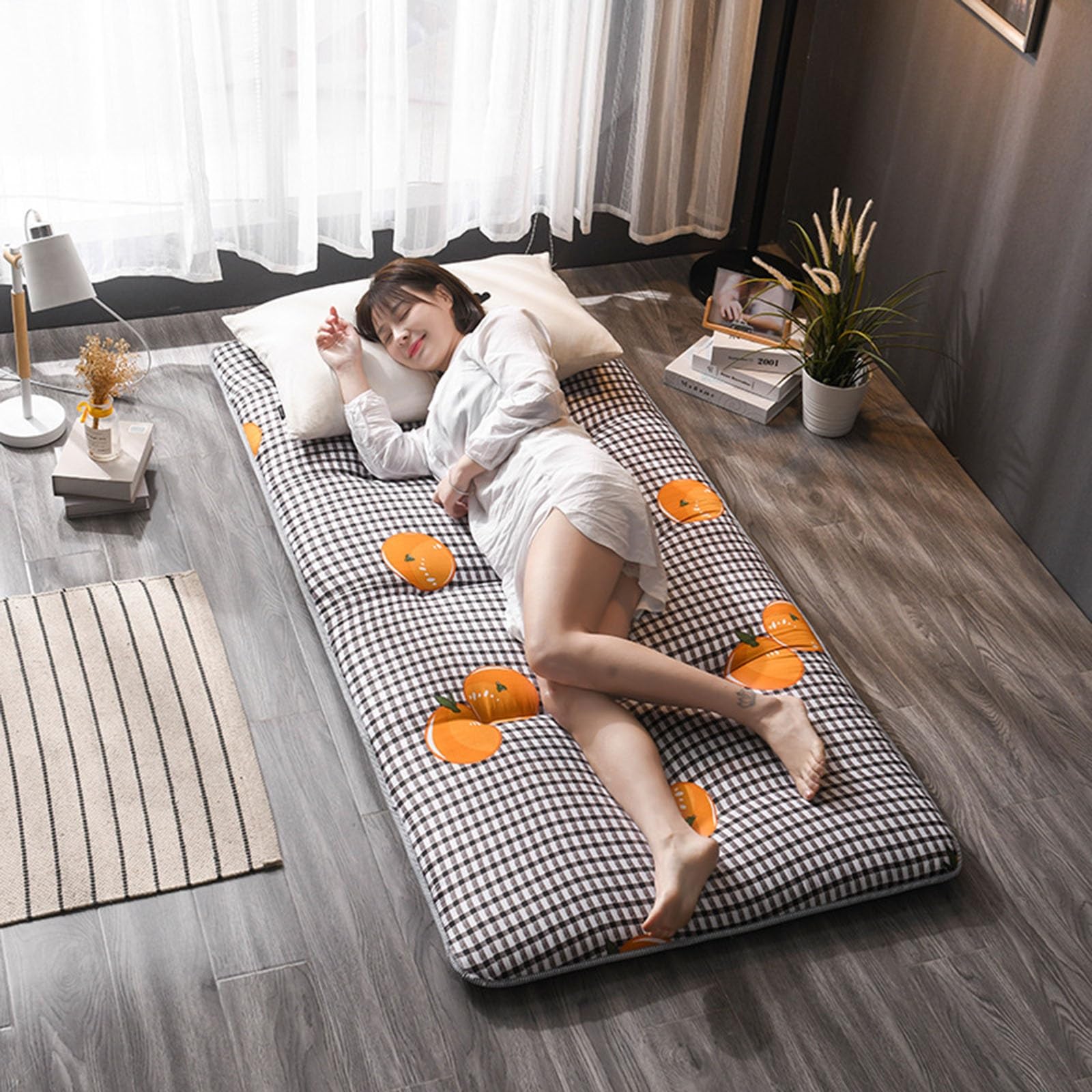 Japanische Bodenmatratze, japanische Futon-Faltmatratze, aufrollbare Matratze, Tatami-Matte, atmungsaktive Bodenliege, Gästebett for Campingcouch, Twin Full Queen(A,Twin(100x200cm))