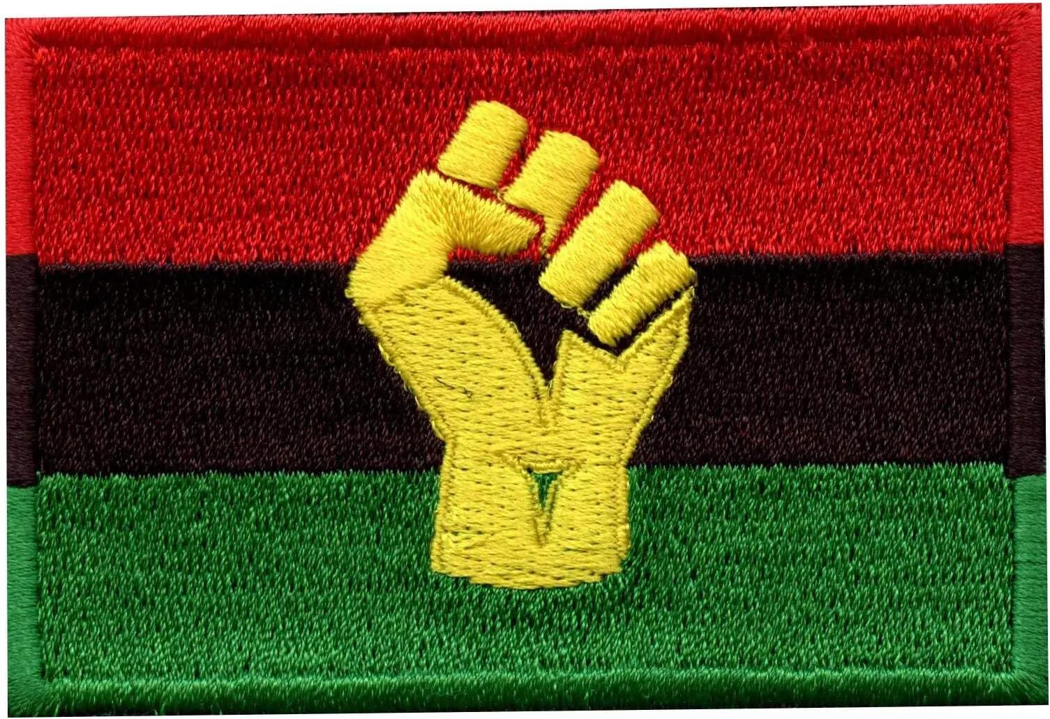 Pan African Flag Fist Patch BLM Movement Embroidered Iron On Yellow
