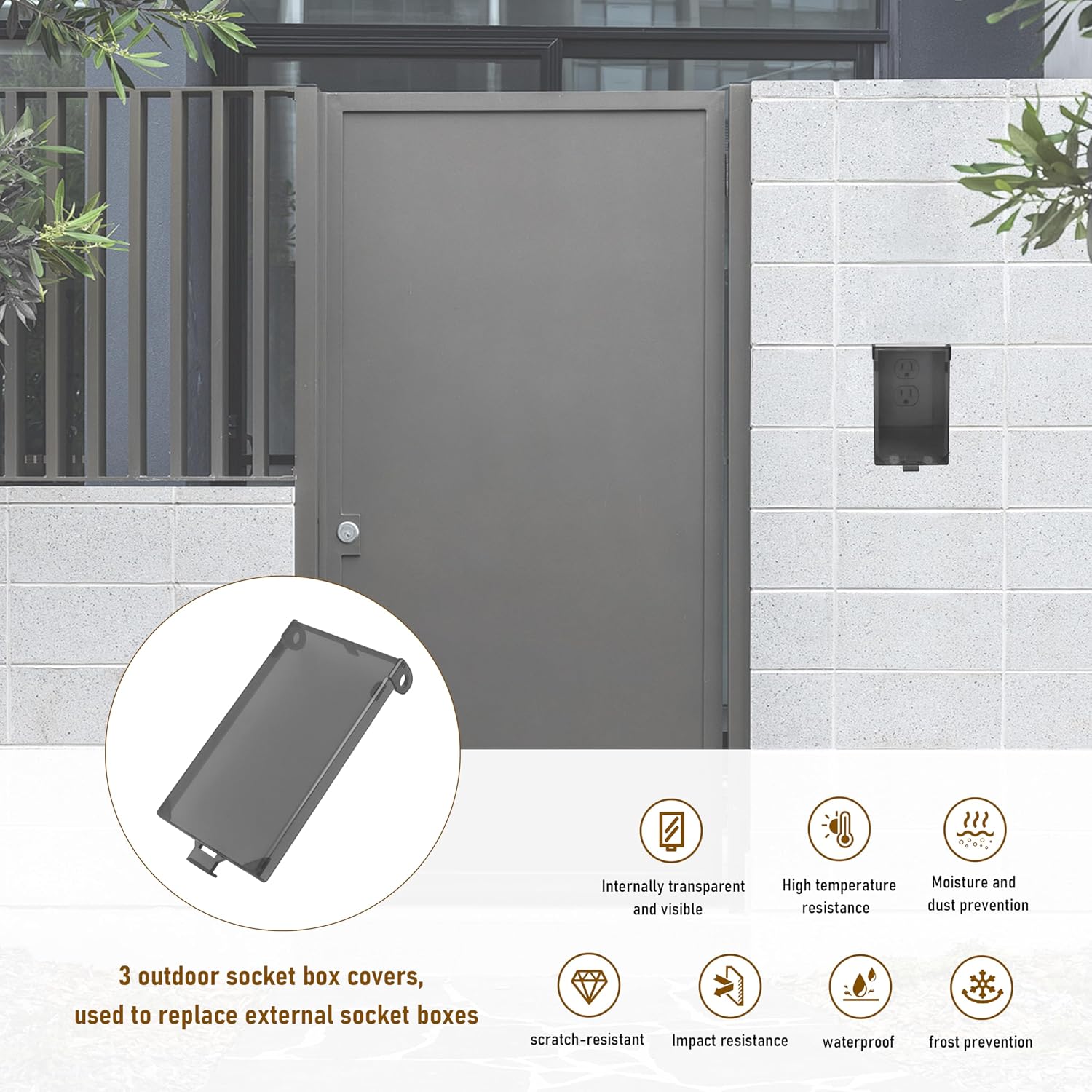 DBVC-1 Extra Duty Replacement in-Use Cover for Wet Locations,Type 3r Enclosure Cover for DBVR1C/DBVS1C/DBVM1C/60VC 1-Gang (Vertical) in Tool Box Electrical Outlet Box - Clear 3pcs (DBVC1-3)