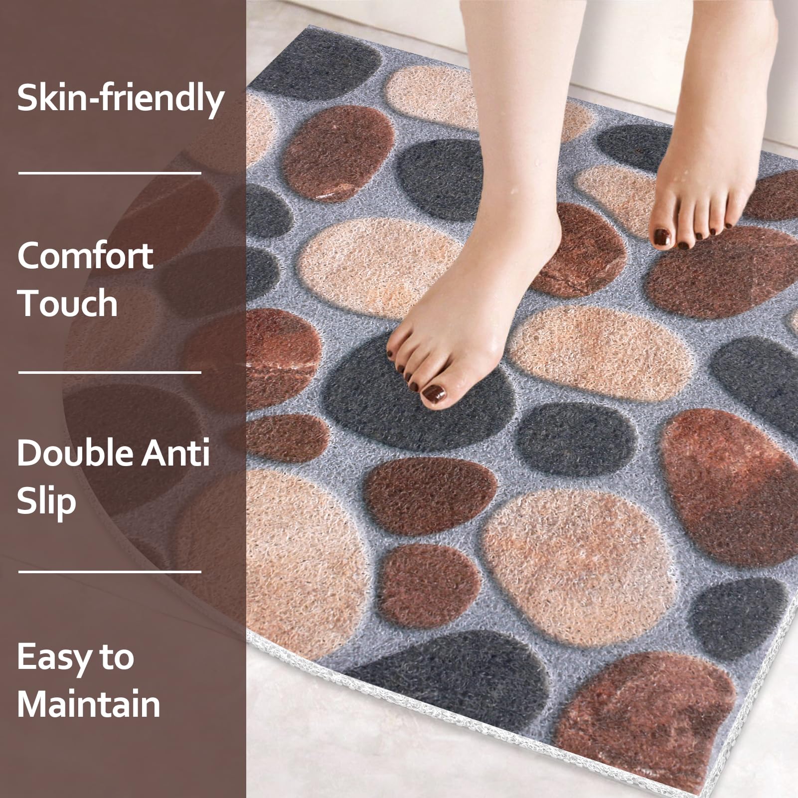 Sector Shower Bath Mat Non-Slip Large 70x70cm, Soft Textured Anti-Mould with Drain Holes - Image 2