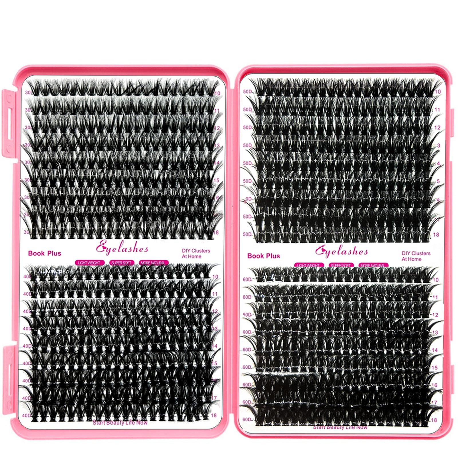 Zestaw do przedłużania rzęs DIY 720 sztuk Cluster D Curl 10-18 mm 30D 40D z klejem i uszczelniaczem