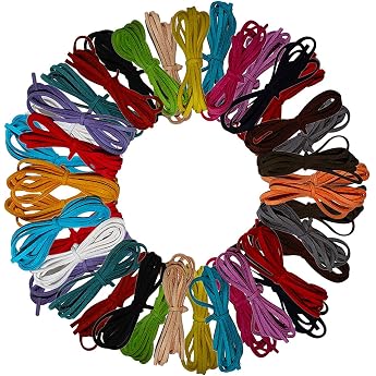 Faux Suede Cord 40 Pieces Multicoloured Suede Leather Cord 3 mm x 1 m Leather Cord for Bracelet Necklace Key Ring Jewellery DIY Crafts 20 Colours