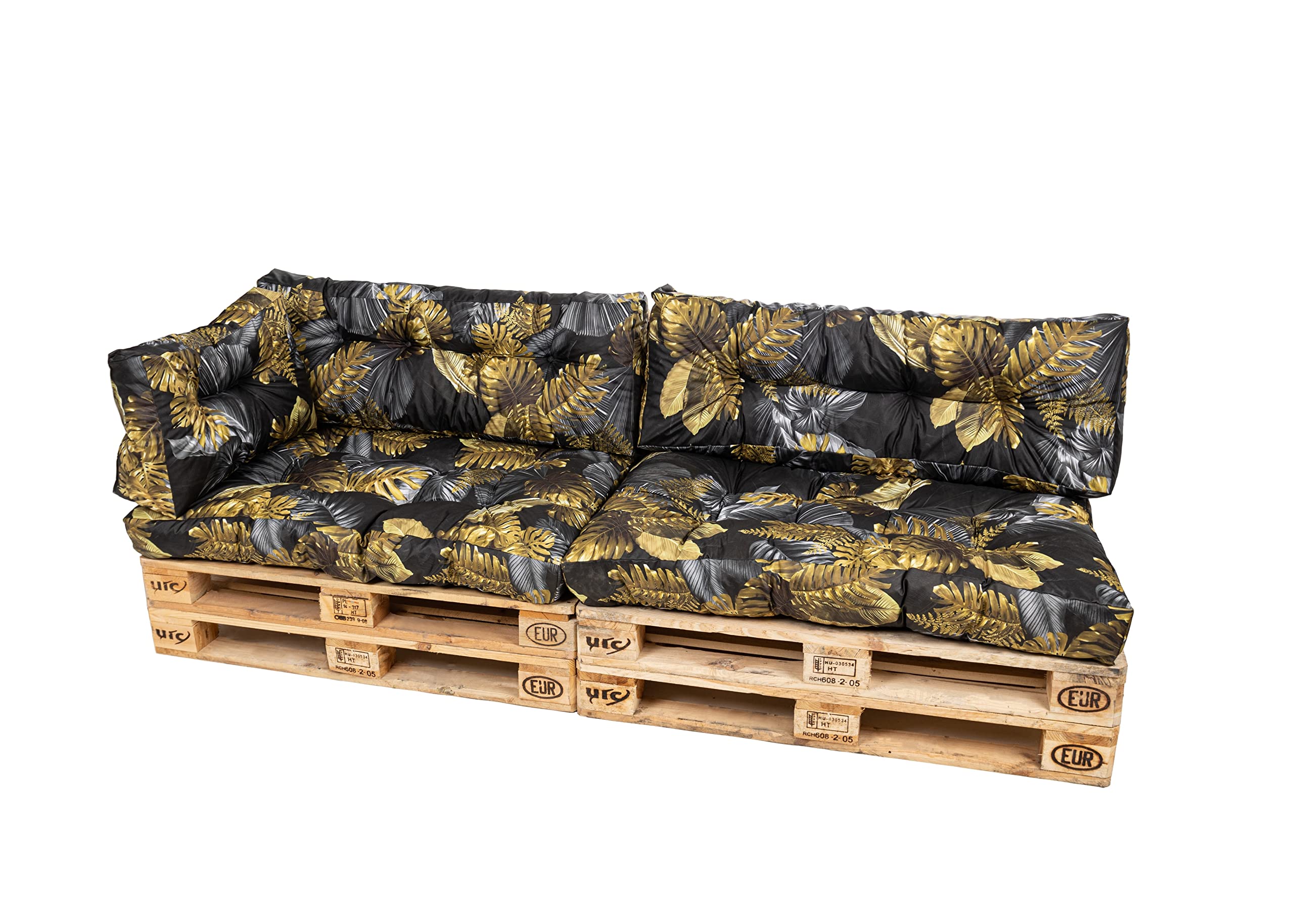 TexDeko® Garden Palettenkissen 120x80x18cm wasserabweisend UV - beständig In- & Outdoor Premium Sitzkissen gesteppt Palettenauflage für Europaletten (5-TLG Set, Blume)