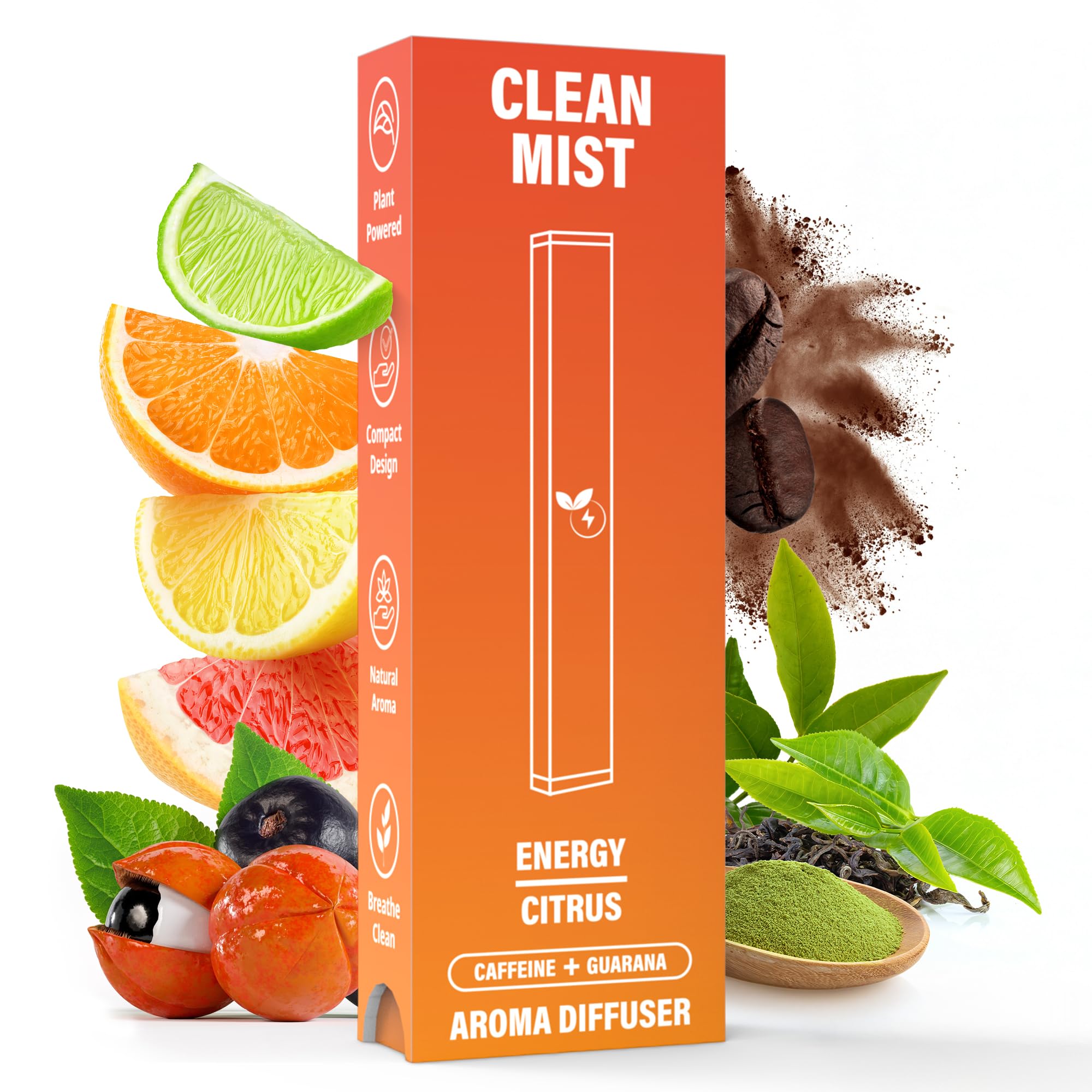 The Clean Mist Herbal Diffuser Pen Aroma Diffuser Pen Stick Energy Boost with Extracts of Guarana L-Theanine and