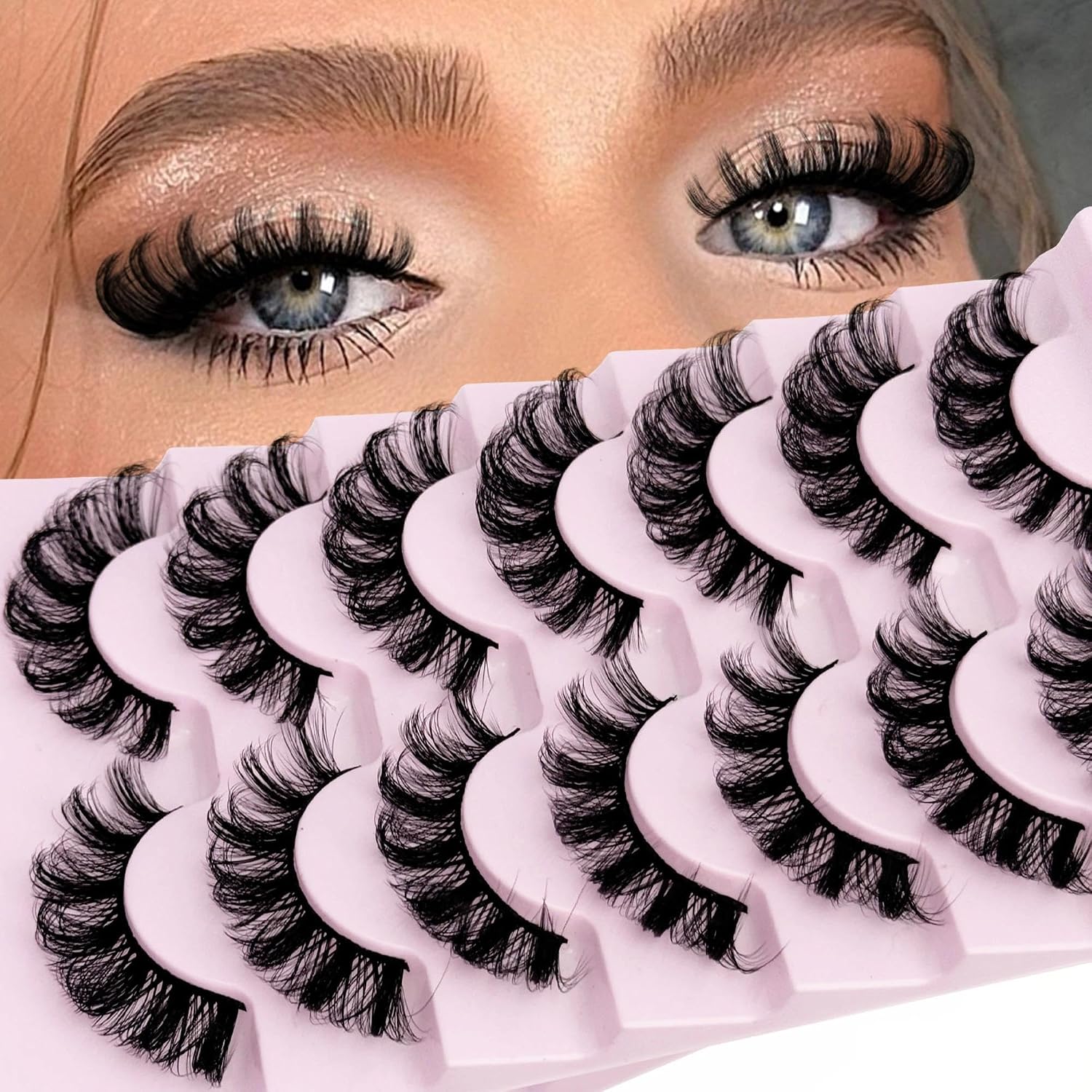 NINGLASH Fluffy D Curl Strip Lashes - Volume & Natural Look