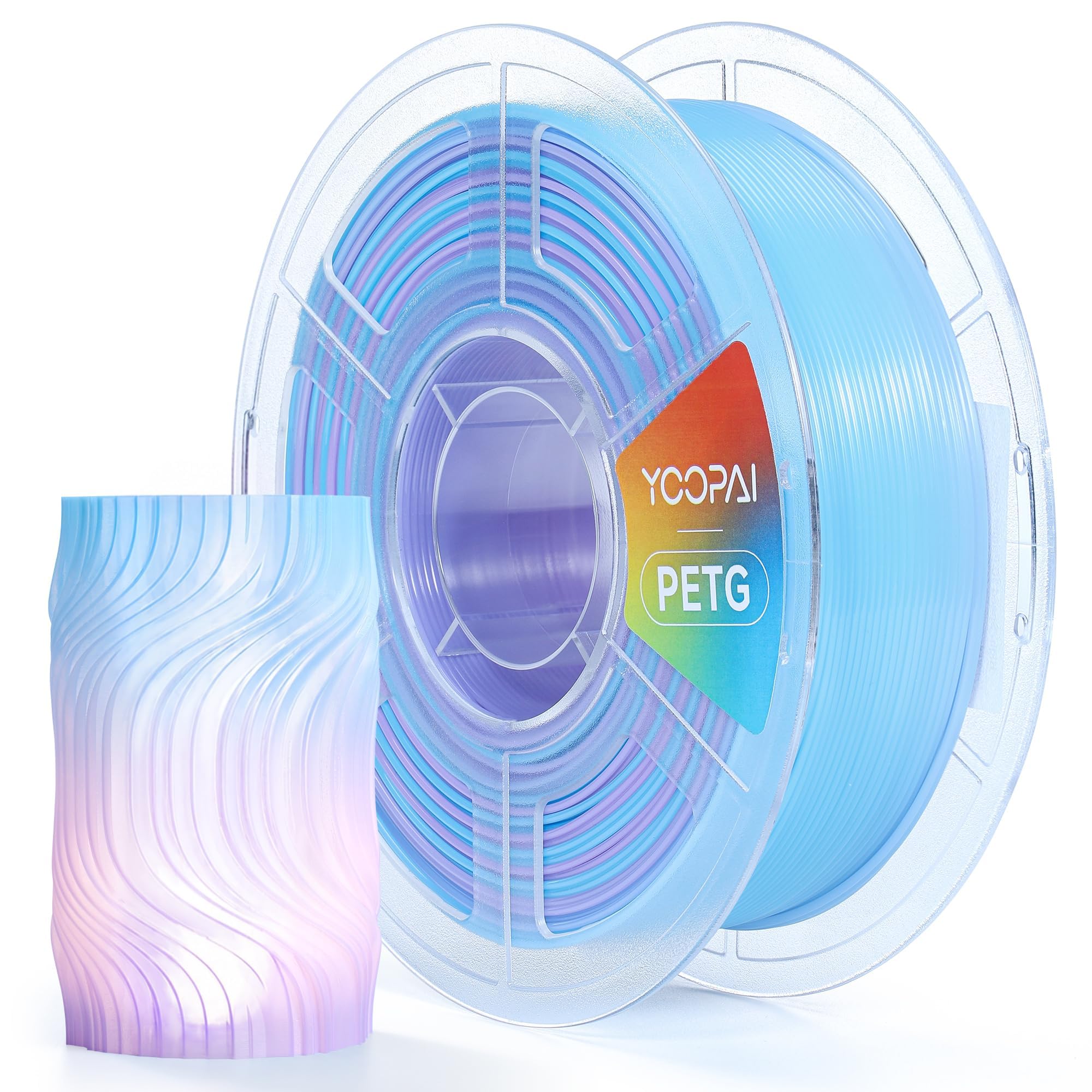 YOOPAI Translucent PETG Filament 1.75mm Blue-Purple Gradient, High-Clarity Glossy Finish, Smooth Consistent Printing, 1KG (2.2lbs) High Speed 3D Printer Filamen