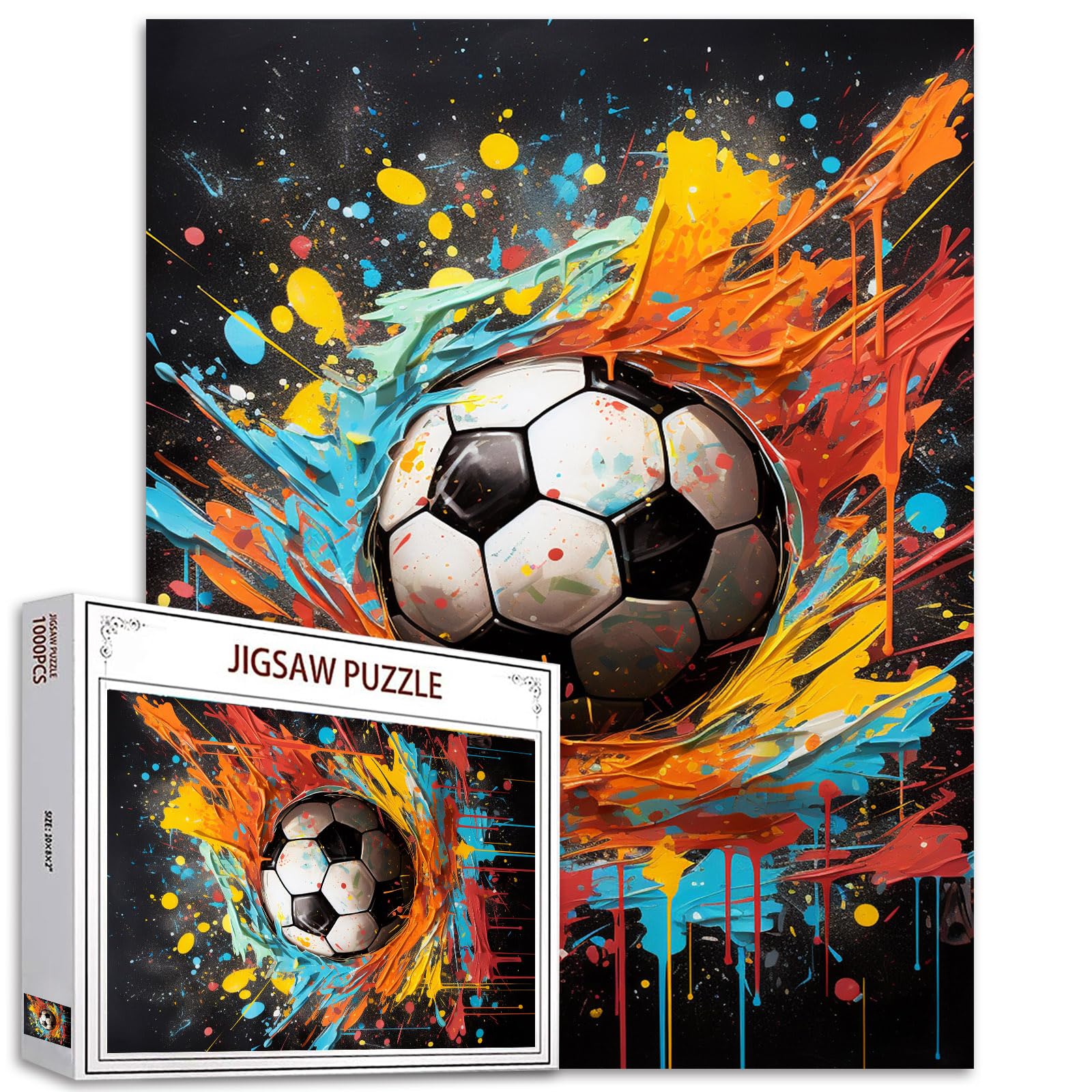 American Football Sport 1000 Piece Jigsaw Puzzle for Adults - Colorful Balls Retro Graffiti Design - Home Wall Decor Art — image 1