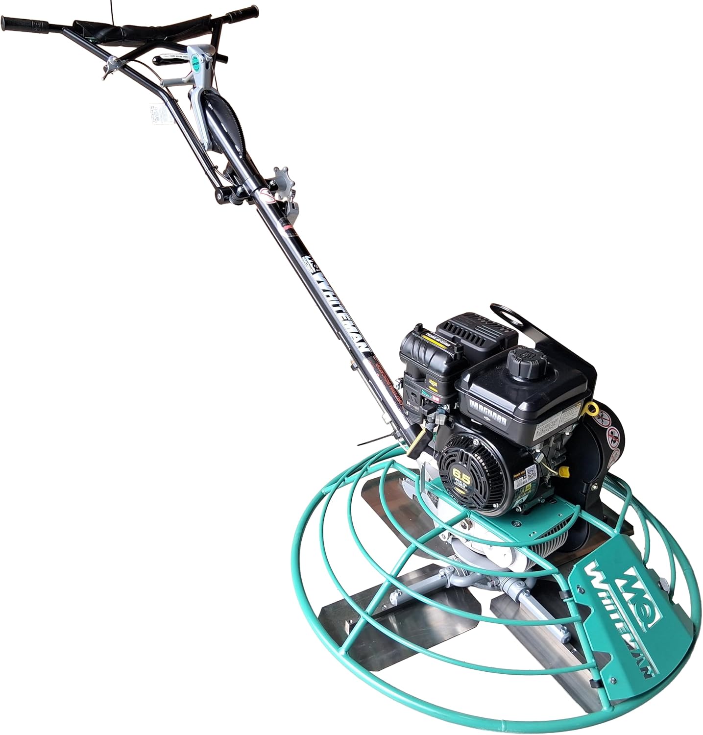 4-Blade, 36", Vanguard 200 Engine 6.5 HP, Min 60-115 Max RPM Blade Speed, with QXH QuickPitch Handle, Multiquip Whiteman J36B65 Mid Size Walk Behind Power Trowel