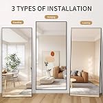 KOCUUY Black Full Length Mirror 76" x 34", Extra Large Full Body Mirror Free Standing,Oversized Metal Framed Leaning Against Rectangle Wall Floor Mirror for Living Room Dressing Room Entryway