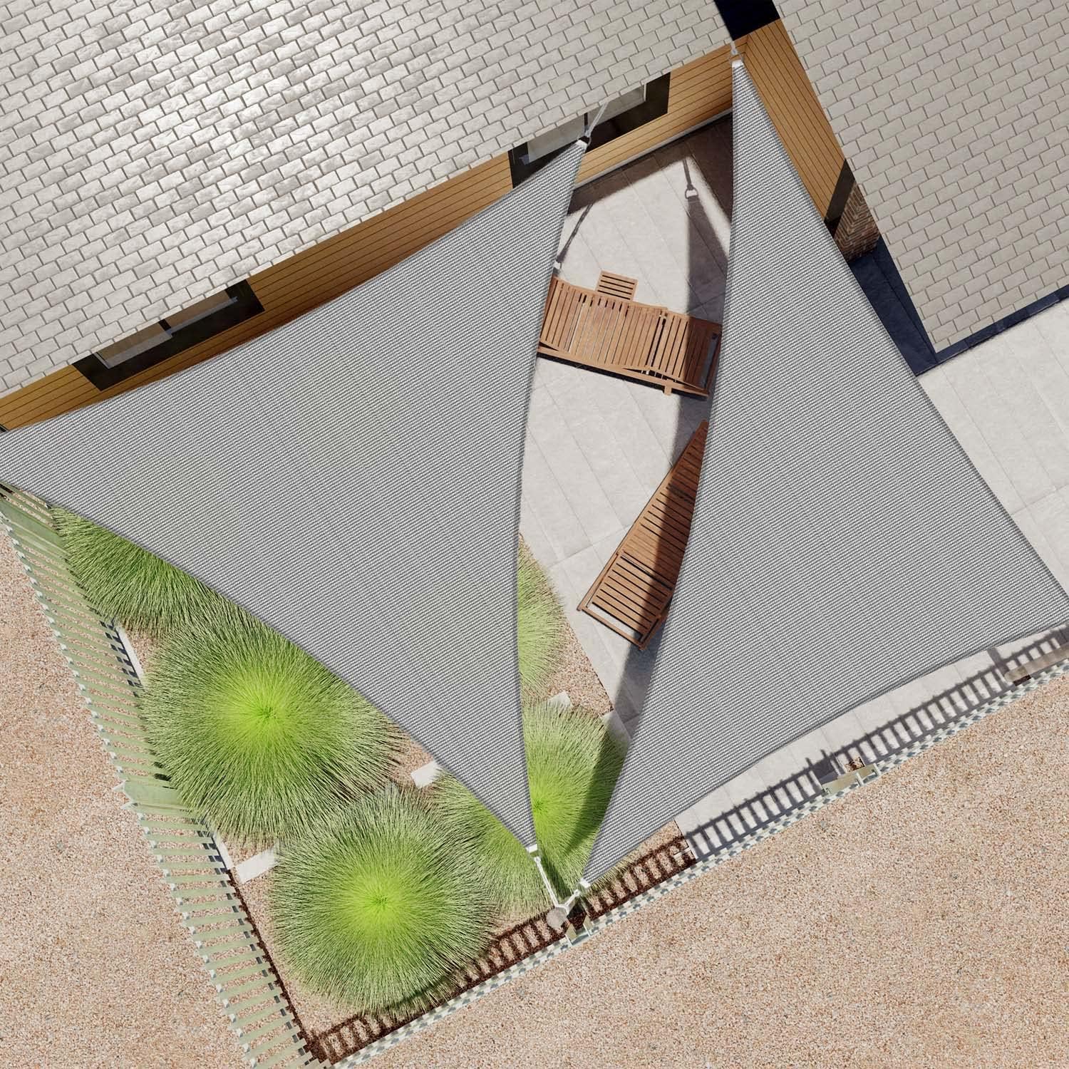 ECOOPTS 3'x3'x4' HDPE Sun Shade Sail Right Triangle Canopy Shades for Outdoor Patio Pergola Cover Blockage 95% UV Resistant(Gray)
