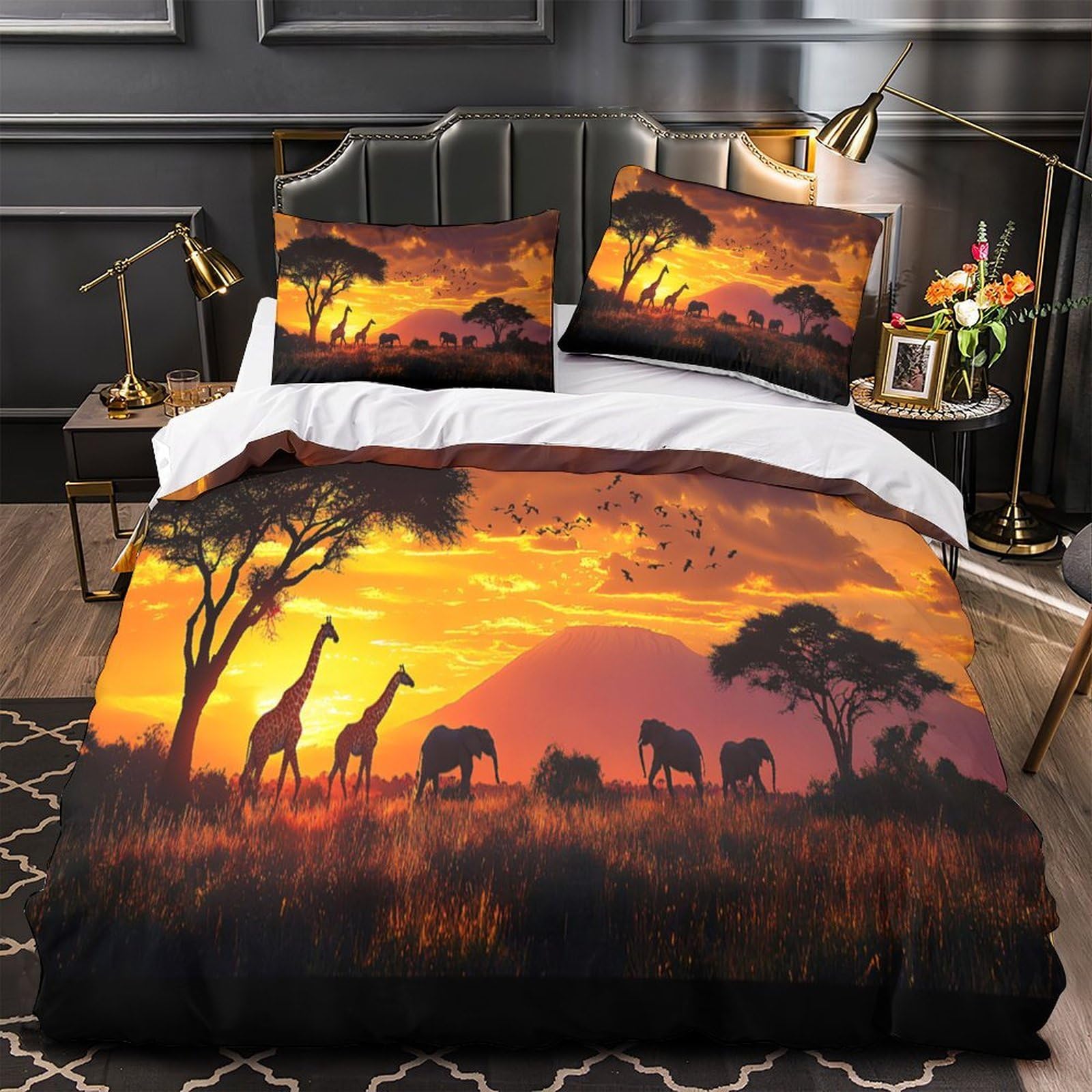 Parure de lit hypoallergique motif chiens sauvages d'Afrique : housse couette respirante 3D