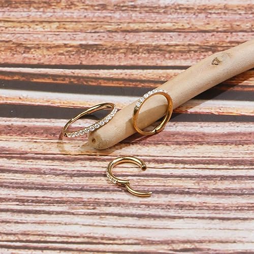 Miniatura 5 de SmileBelle 14K Gold Hinged Nose Rings Hoop for Women 20G, 316L Surgical Steel Clicker Septum Ring, Hoop Huggie Earring for Upper Lobe Cartilage
