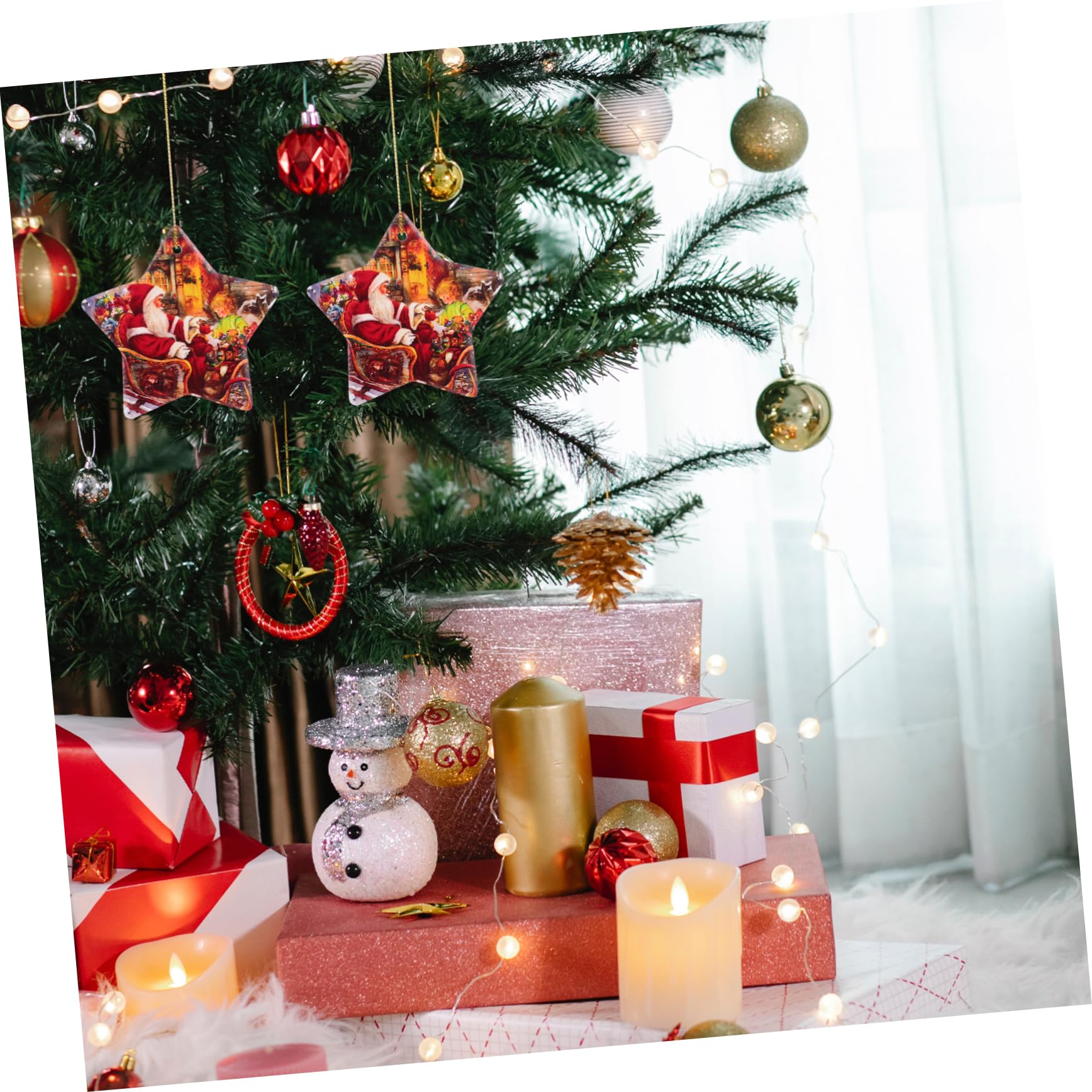 10 Pezzi Decorazioni Natalizie a Forma di Stella, Leggere e Facili da Appendere, per Addobbi e Feste di Natale