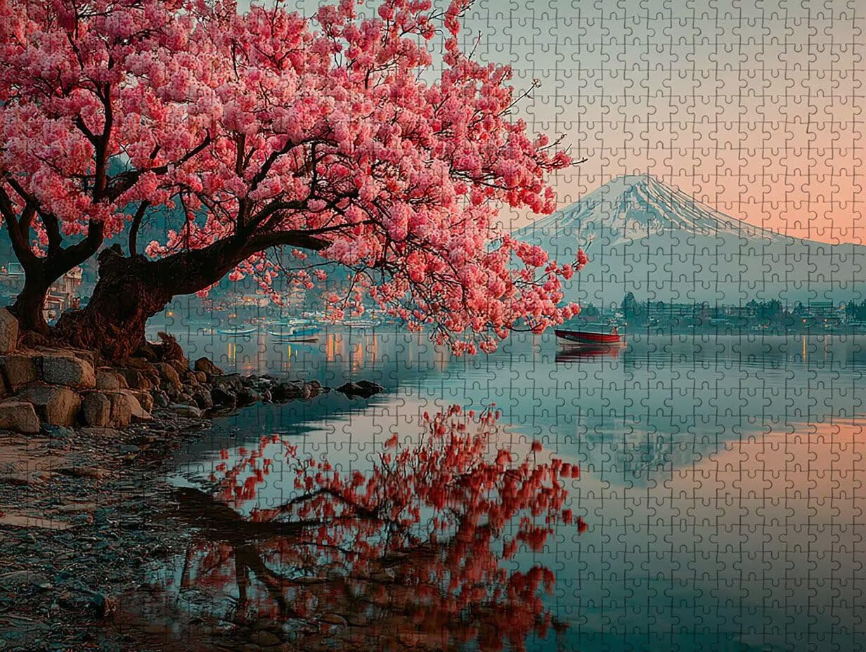 Puzzle Sztuka z pudełkiem Góra Fuji, drzewo puzzle drewniane 3000 sztuk dorosłych 122 x 81 cm, klasyczna gra DIY, zajęcia rozrywkowe o wysokim stopniu trudności, układanka dla całej rodziny, prezent