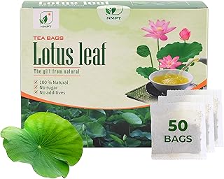 NMPT Dried Lotus Leaf Tea, 100% Hand Pick, Organic Herbal Tea, 50 Tea Bags, Gluten Free, Dairy Free, Sugar Free & 100% Natural, Energy Boost & Health Support