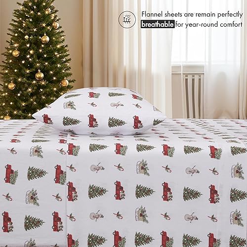 Miniatura 3 de Ruvanti - Sábanas de franela tamaño king, 100% algodón cepillado, bolsillos profundos de 16 pulgadas (hasta 18 pulgadas), transpirables,