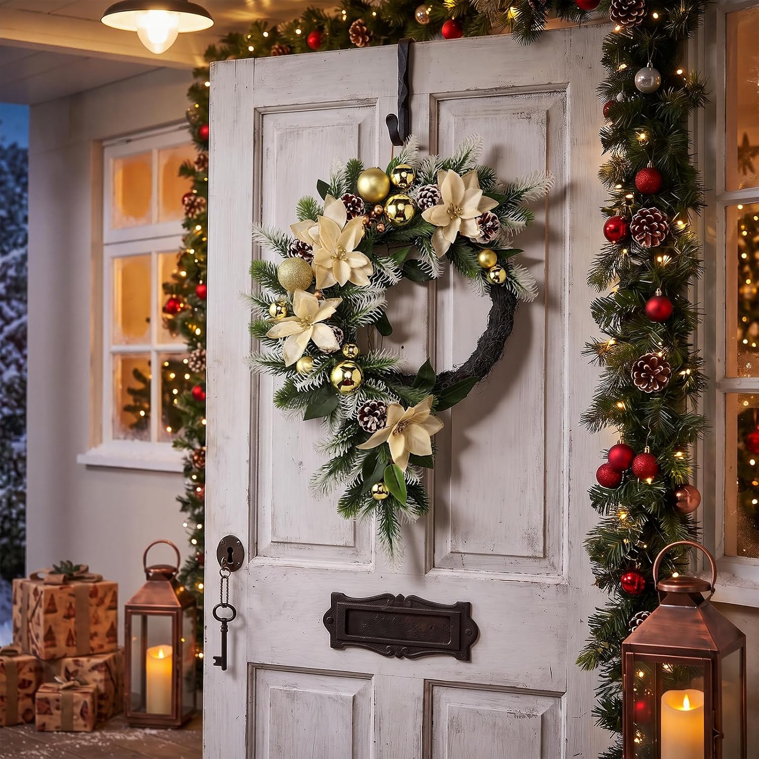 22'' Christmas Wreath for Front Door Large Door Wreath, Luxurious