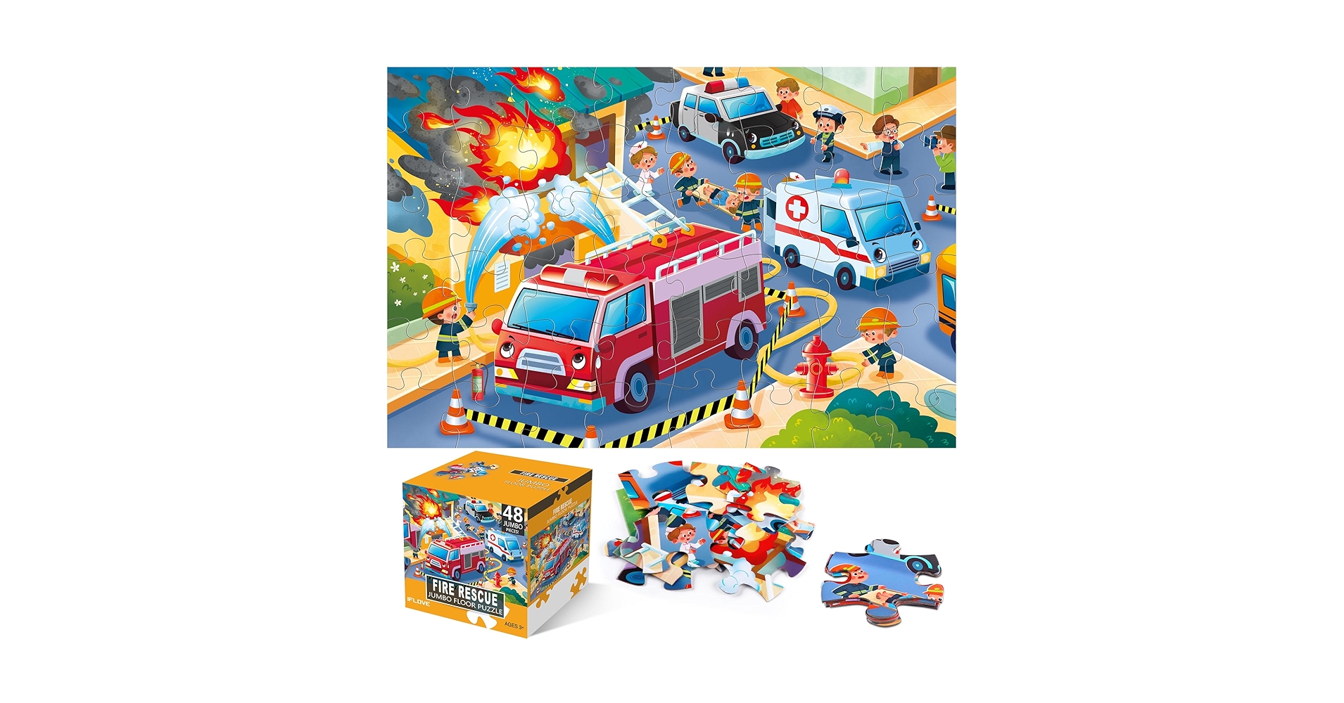 Jumbo Floor Puzzle for Kids,Fire Rescue Jigsaw ... - Amazon.com