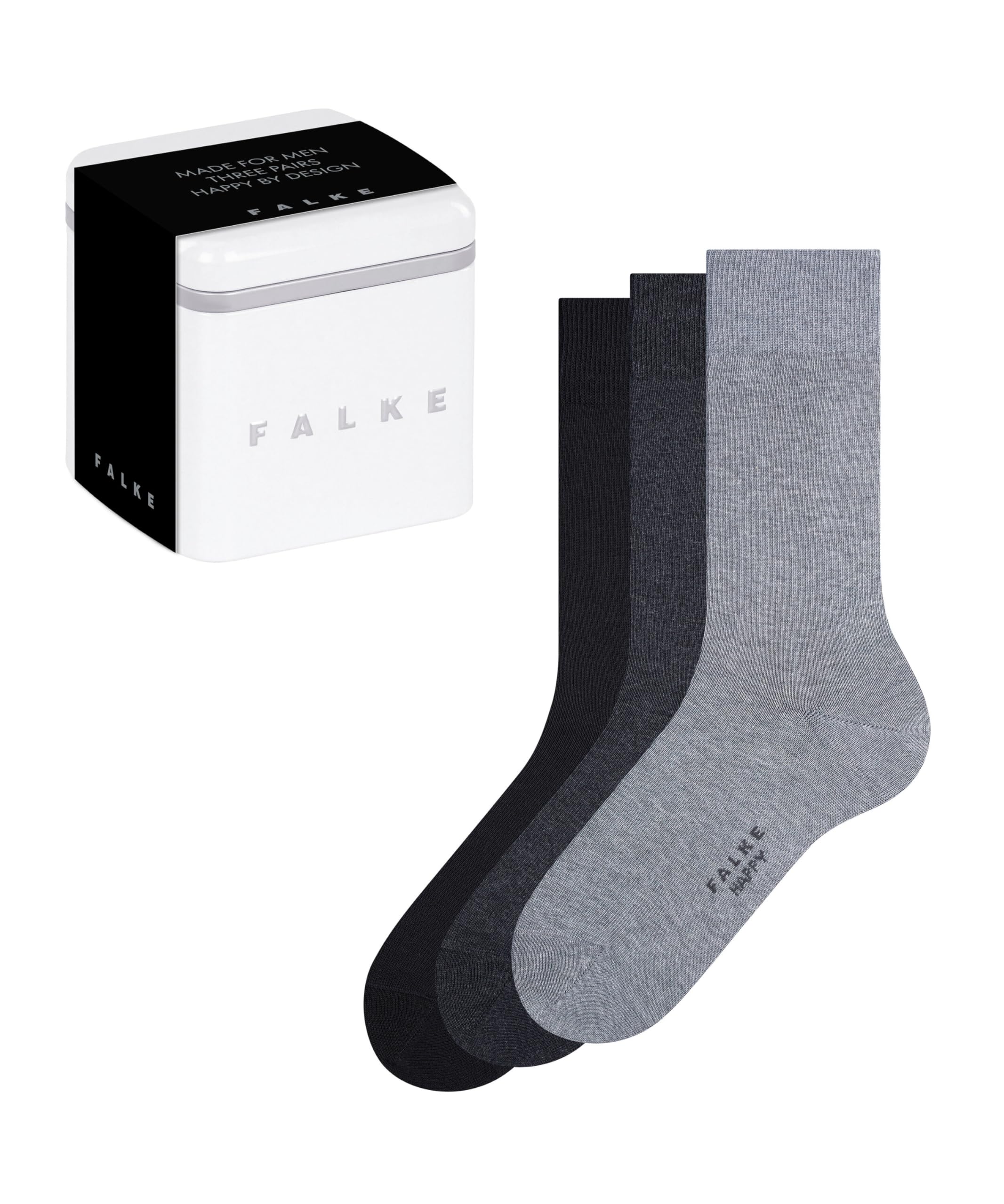 Falke Men's Multicolored Black Grey Mix 0050 Happy Box Uni Multipack M So Cotton Plain Socks 3 Pairs, Multicolor Sortit 0050, 8.5-11