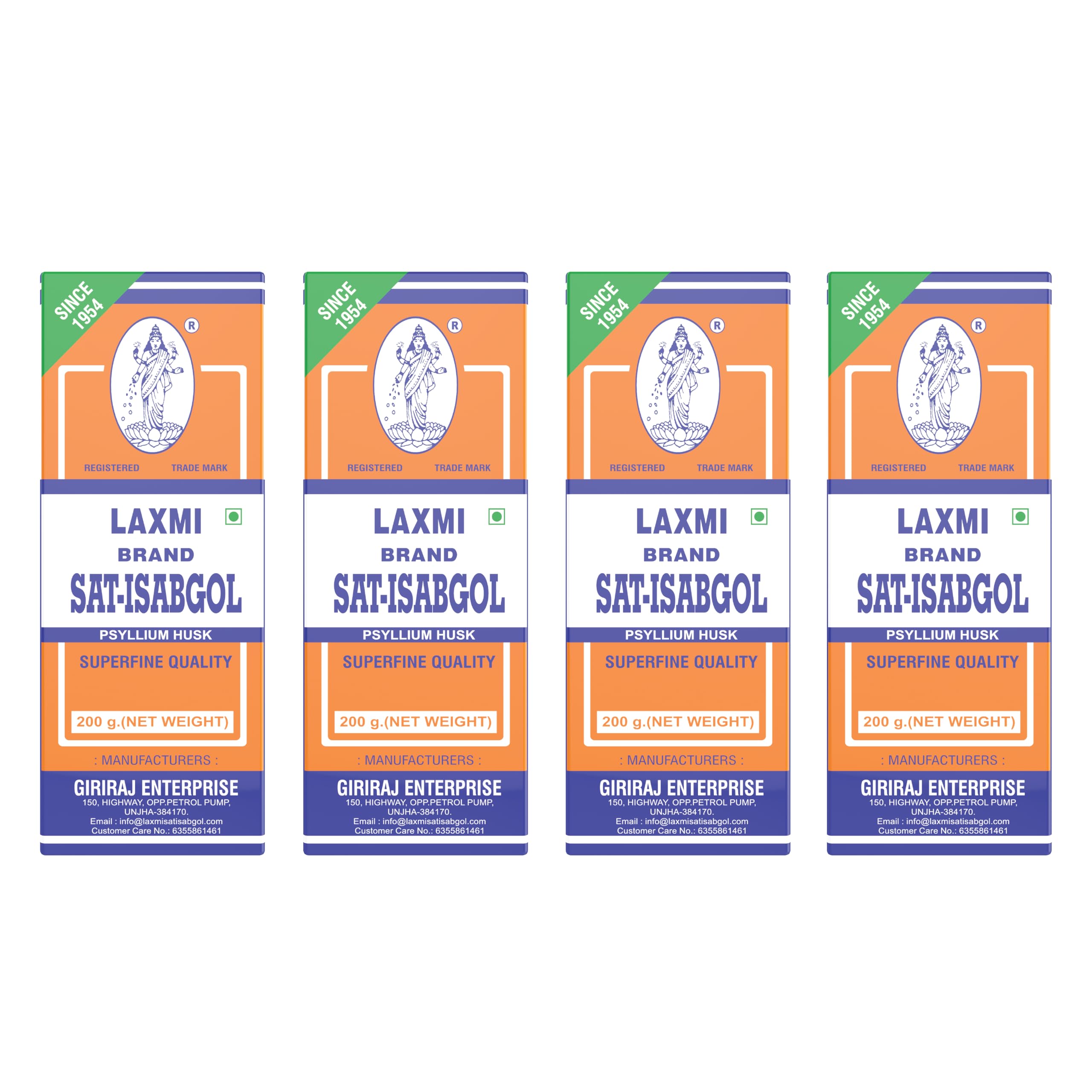 LAXMI SAT ISABGOL Psyllium Husk 200 GRM Pack of 4 | Good for Relieves in Constipation, Digestion & Bloting |Digestion Metabolism Toxin Removal Acidity Gas Control.