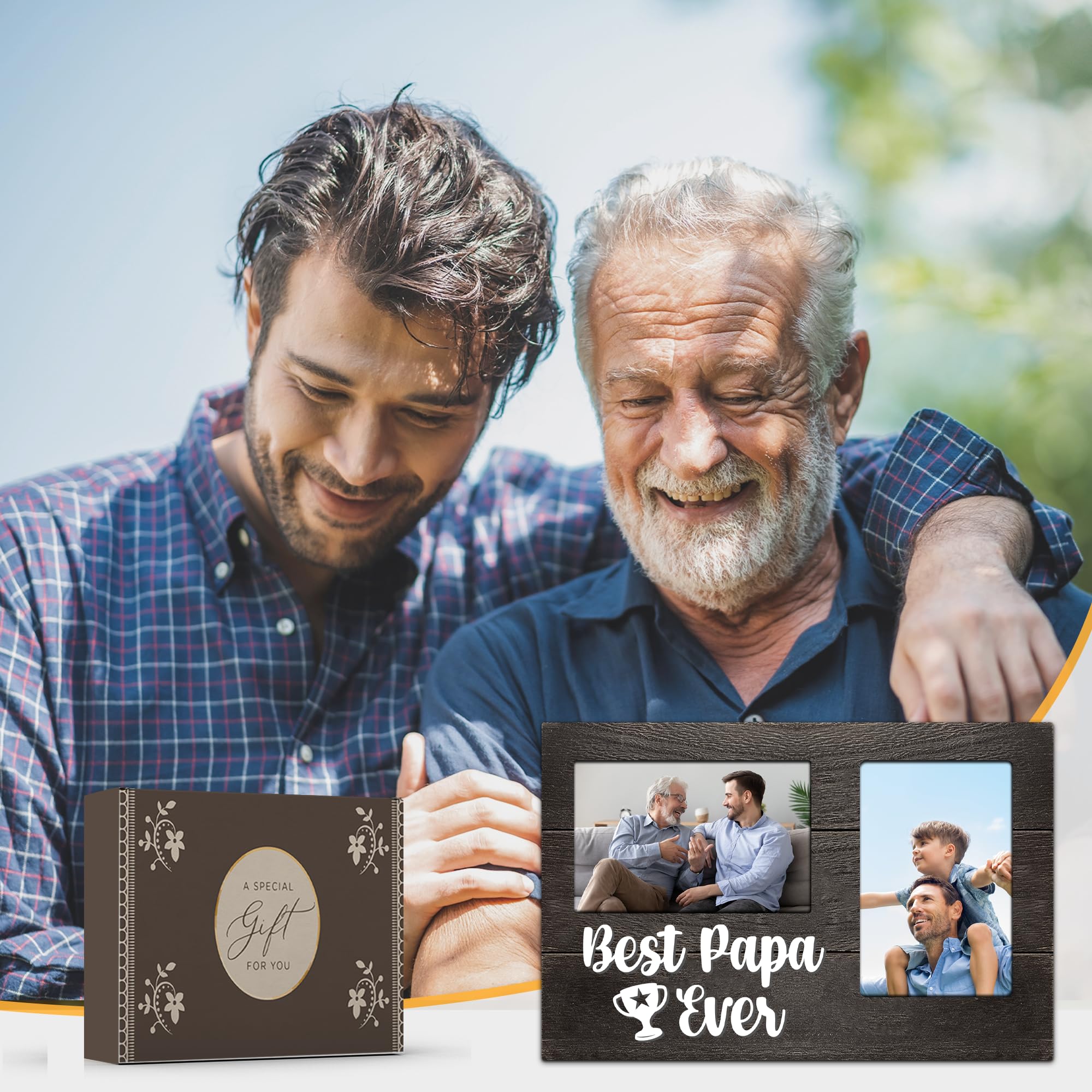 INNObeta Grandpa Picture Frame Gift - "Papa & Me" Wooden Frame For 4x6 Photos, Birthday, Father's Day, Christmas Present - View #5