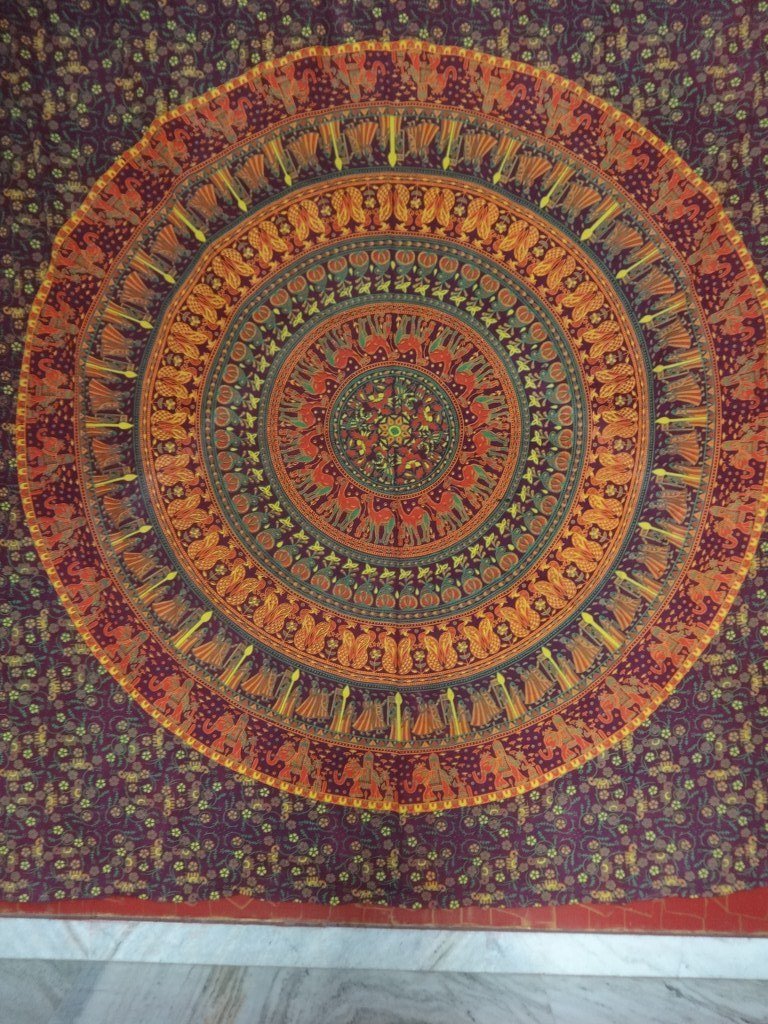 Trade Star Exports Camel Elephant Peacock Mandala Throw Blanket, Twin Hippie Indian Tapestry Wall Decor, Cotton Fabric Tapestries Wall Hanging