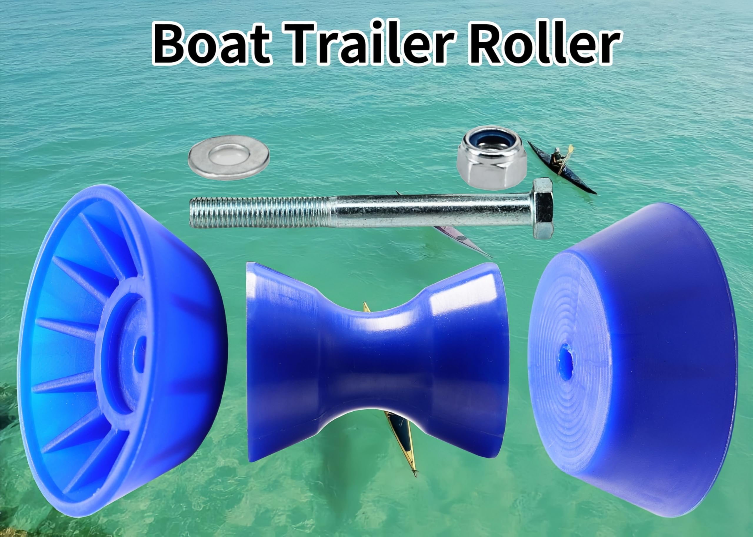 MAMDAFAON 4Inch Boat Trailer Roller Assembly, PU Marine keel Bow Roller with 1/2