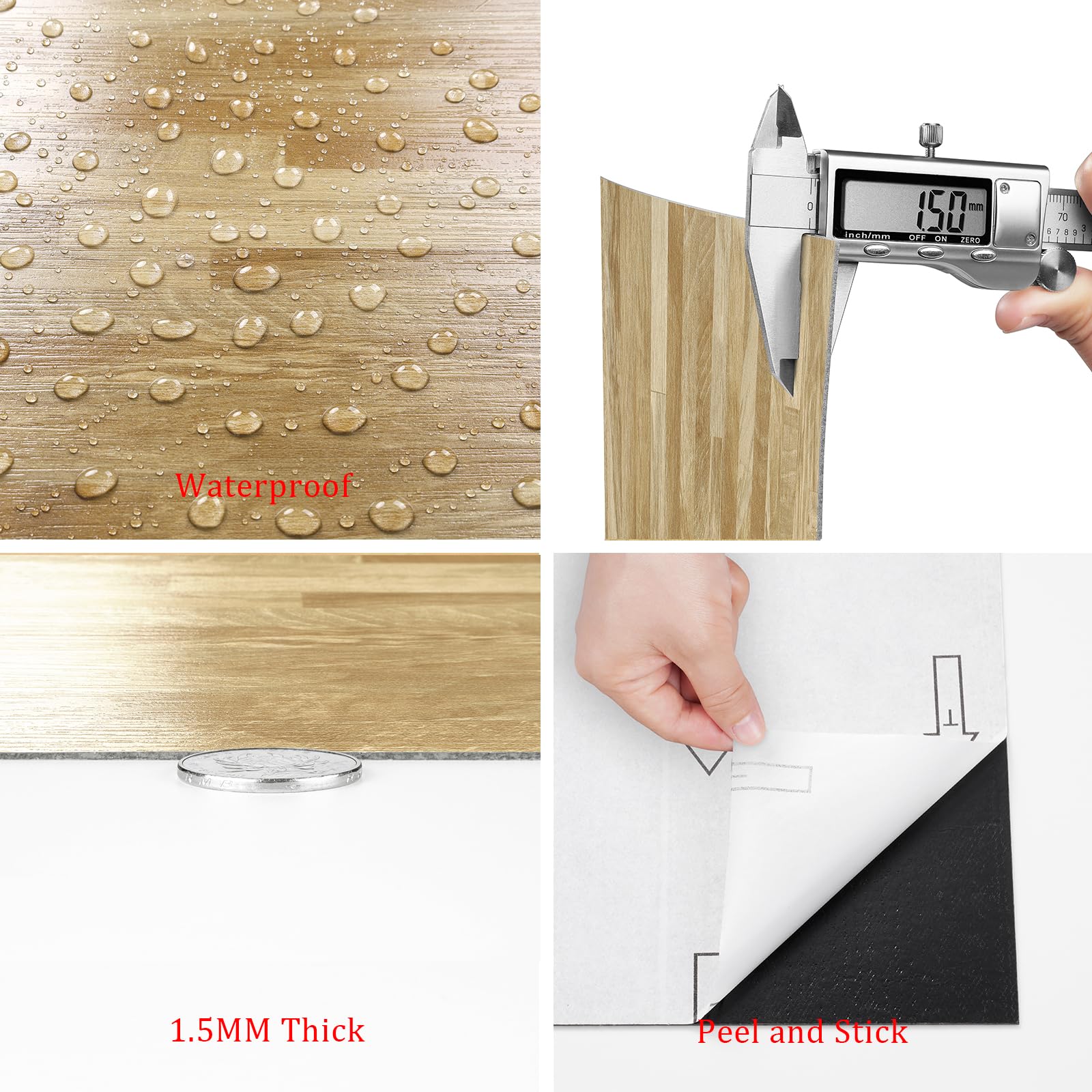 Livelynine Lino Sol Adhesif Bois Dalles Adhesives PVC Sol Interieur Imitation Lattes de Bois 30x30 32-Dalles Imperméable Parquet Adhesif Sols Chambre Carrelage Adhésif Cuisine Salle de Bain Chambre