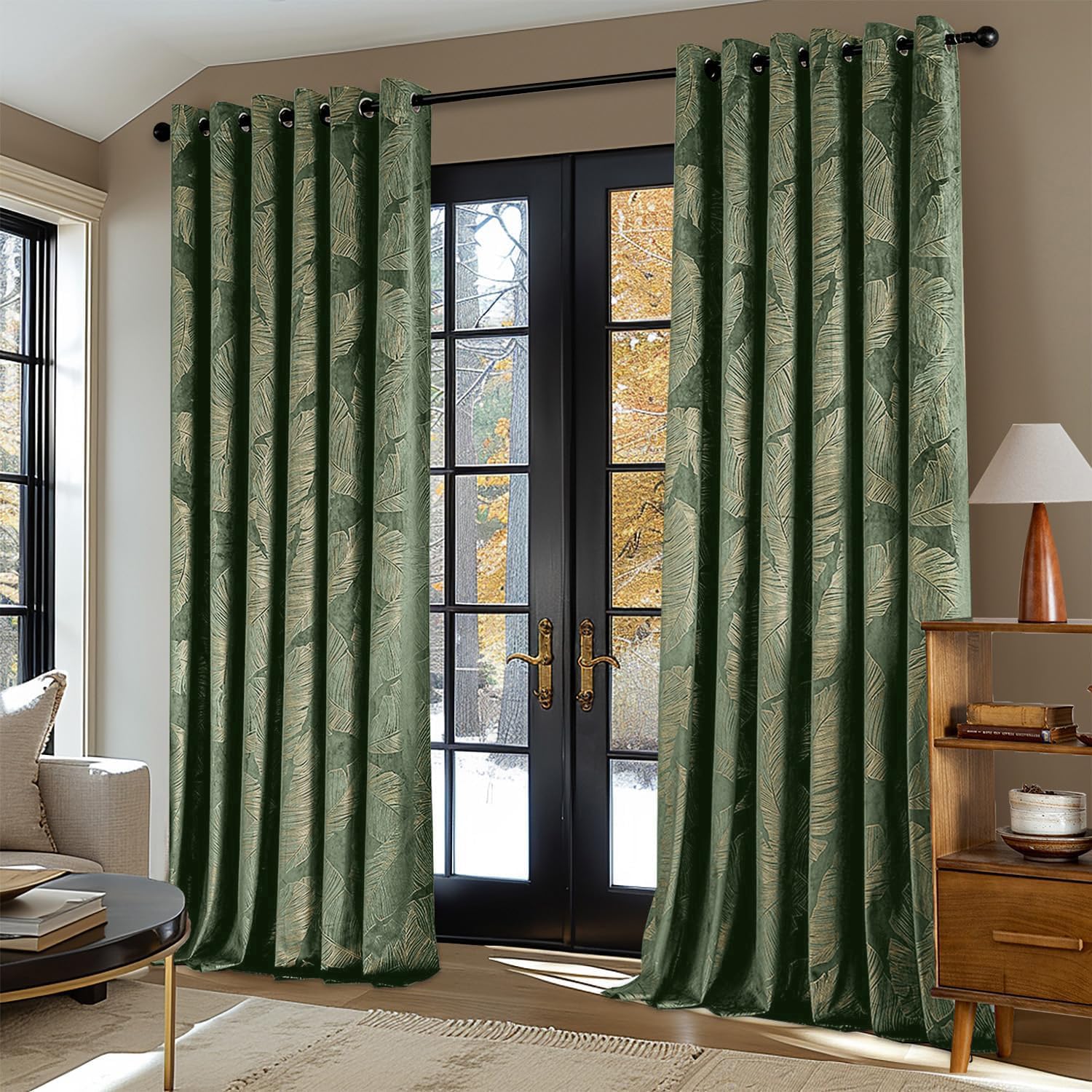 MIULEE Fluwelen gordijnen voor de woonkamer, decoratieve zachte gordijnen, ondoorzichtig, thermogordijn, fluwelen gordijnen, oogjes voor slaapkamer en woonkamer, set van 2 blauwgroen, 140 x 260 cm