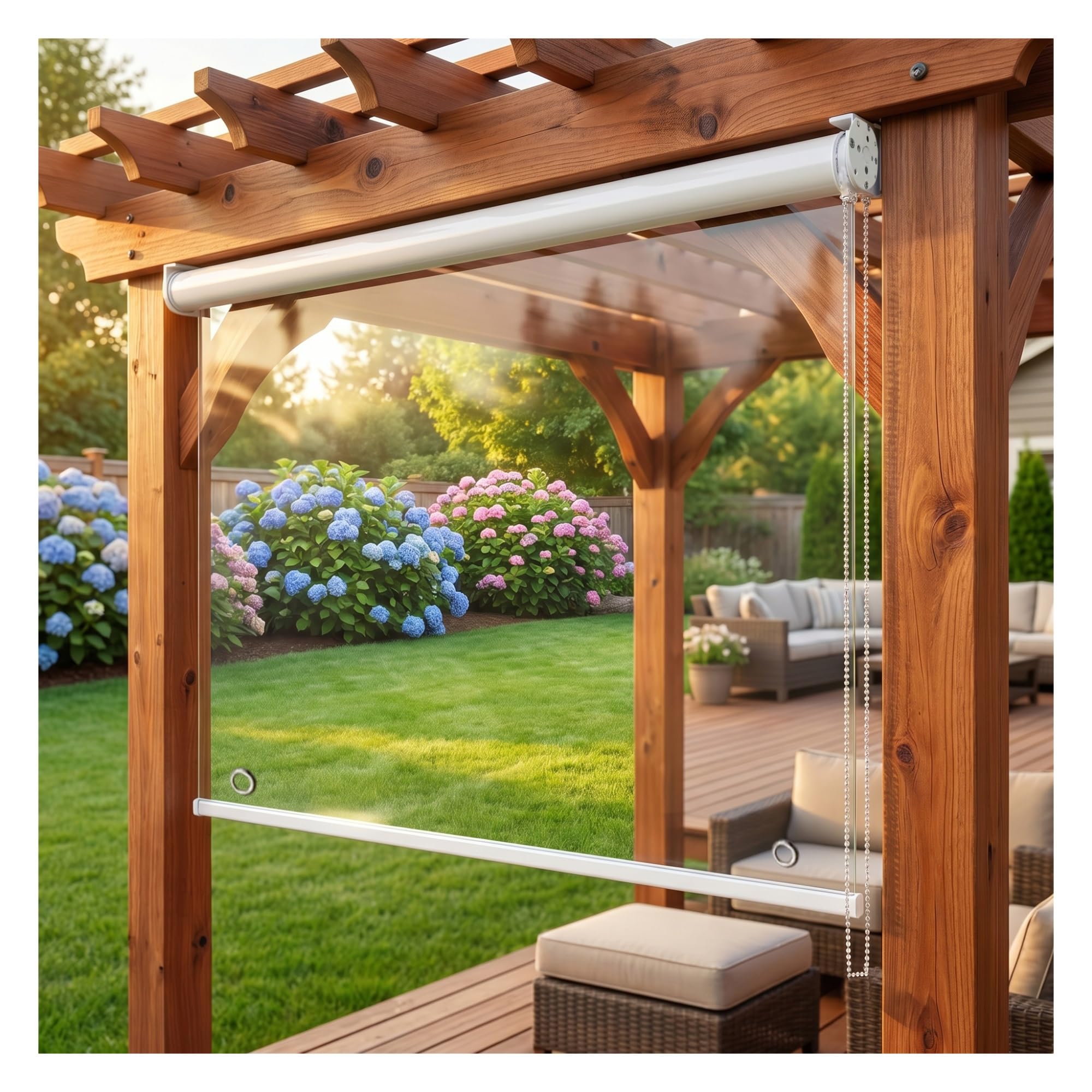 Waterproof Outdoor Roller Shades for Patio, Clear Vinyl Roll Up Porch Curtains Windproof Roller Window Shades Insulated Cover for Balcony Gazebo，0.5mm，with eyelets(W75*H150cm/W29.5*H59.05in)