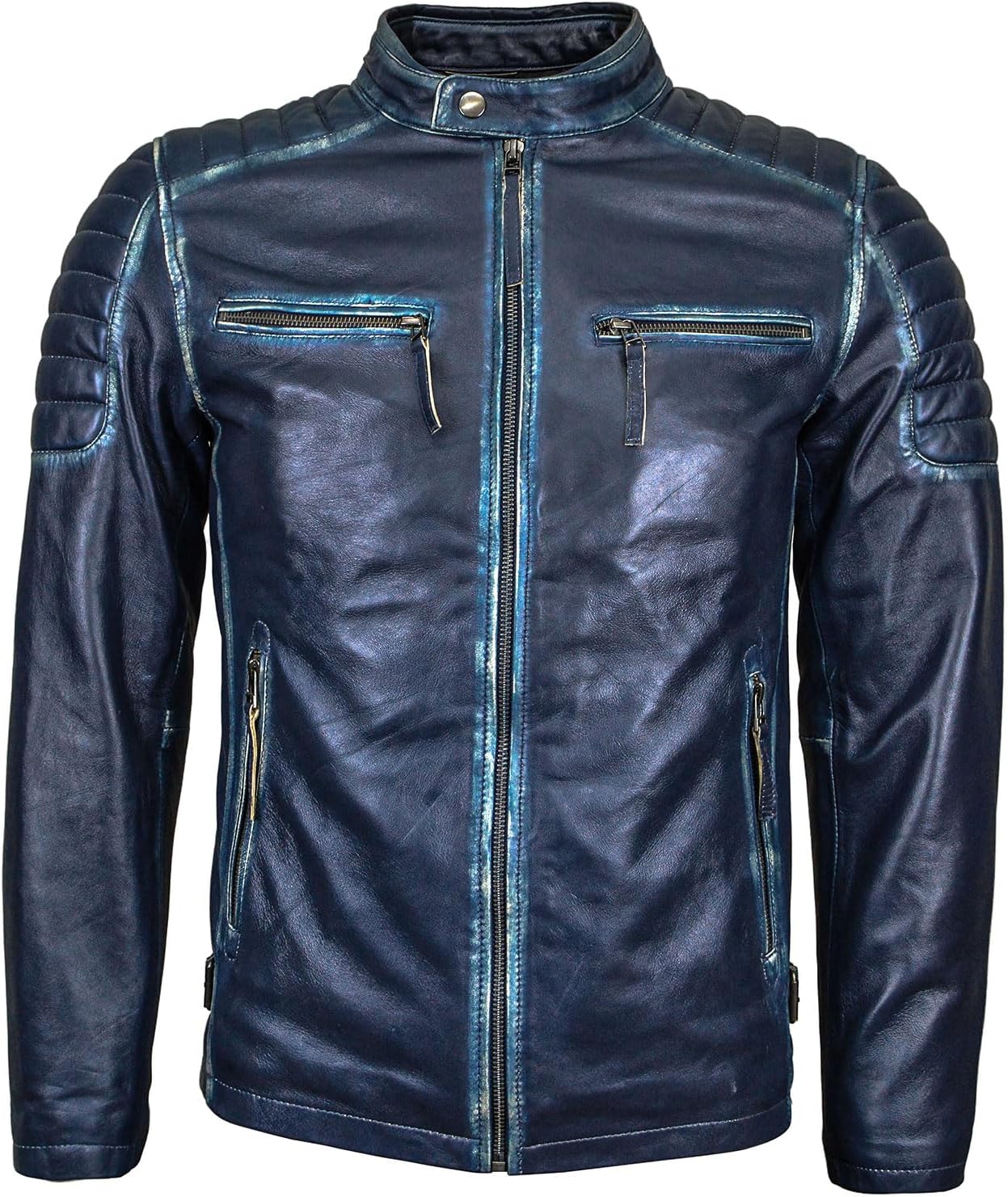 Leather Jacket Men - Stylish Cafe Racer for Men | Men's Leather Jacket Jacket for Comfort & Durability