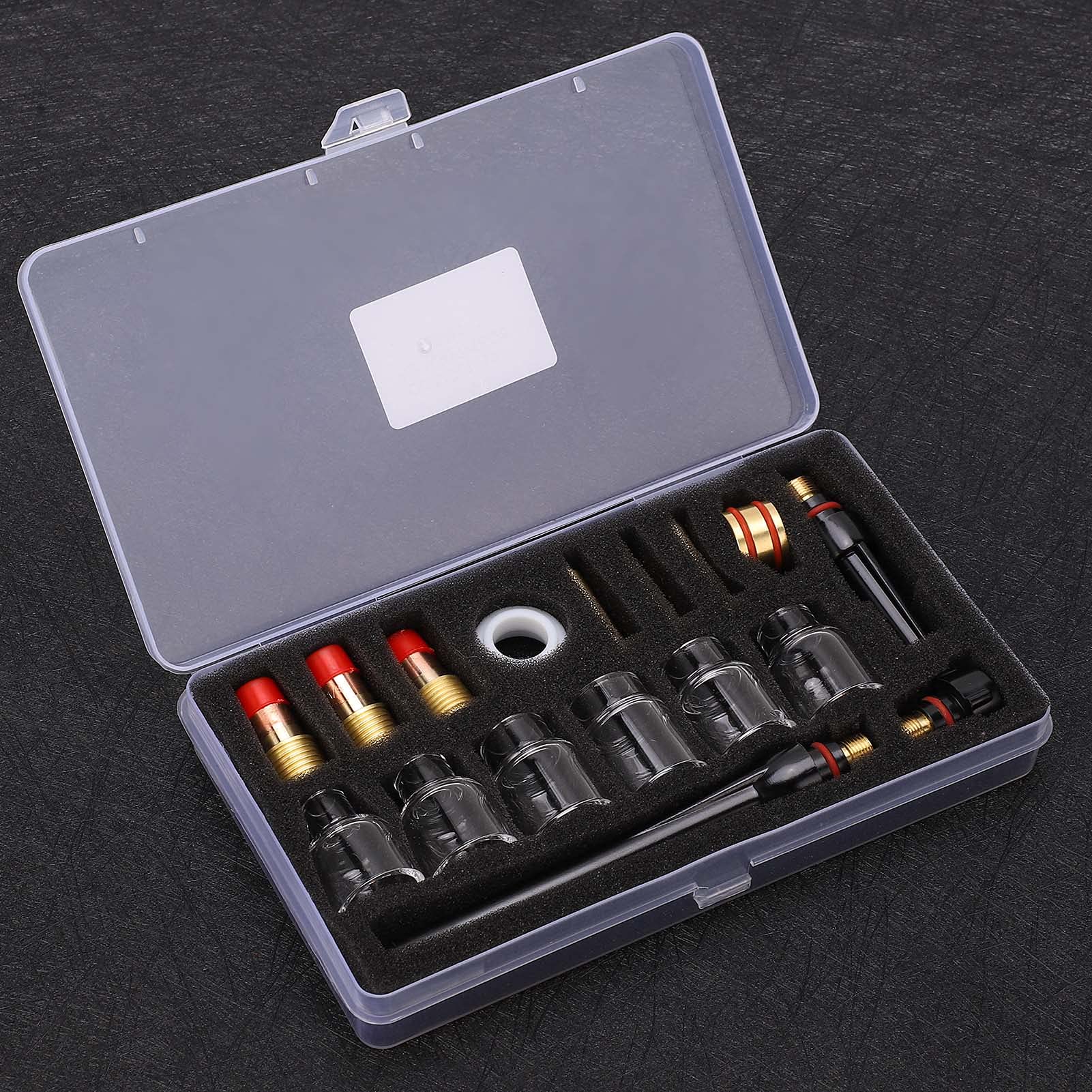 Kit de antorcha de soldadura WP 17/18/26, juego de boquillas de vidrio con de pistola de latón y abrazadera de tungsteno, anillo de silicona de alta temperatura para soldadura de