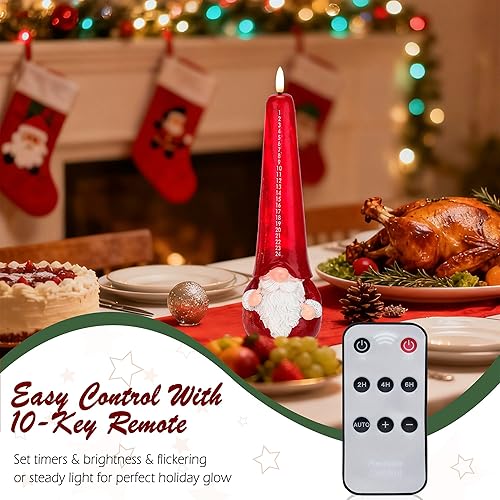 Miniatura 4 de Velas de Adviento sin llama, 1 paquete de velas LED parpadeantes de Navidad, vela sin llama en forma de Papá Noel de Navidad