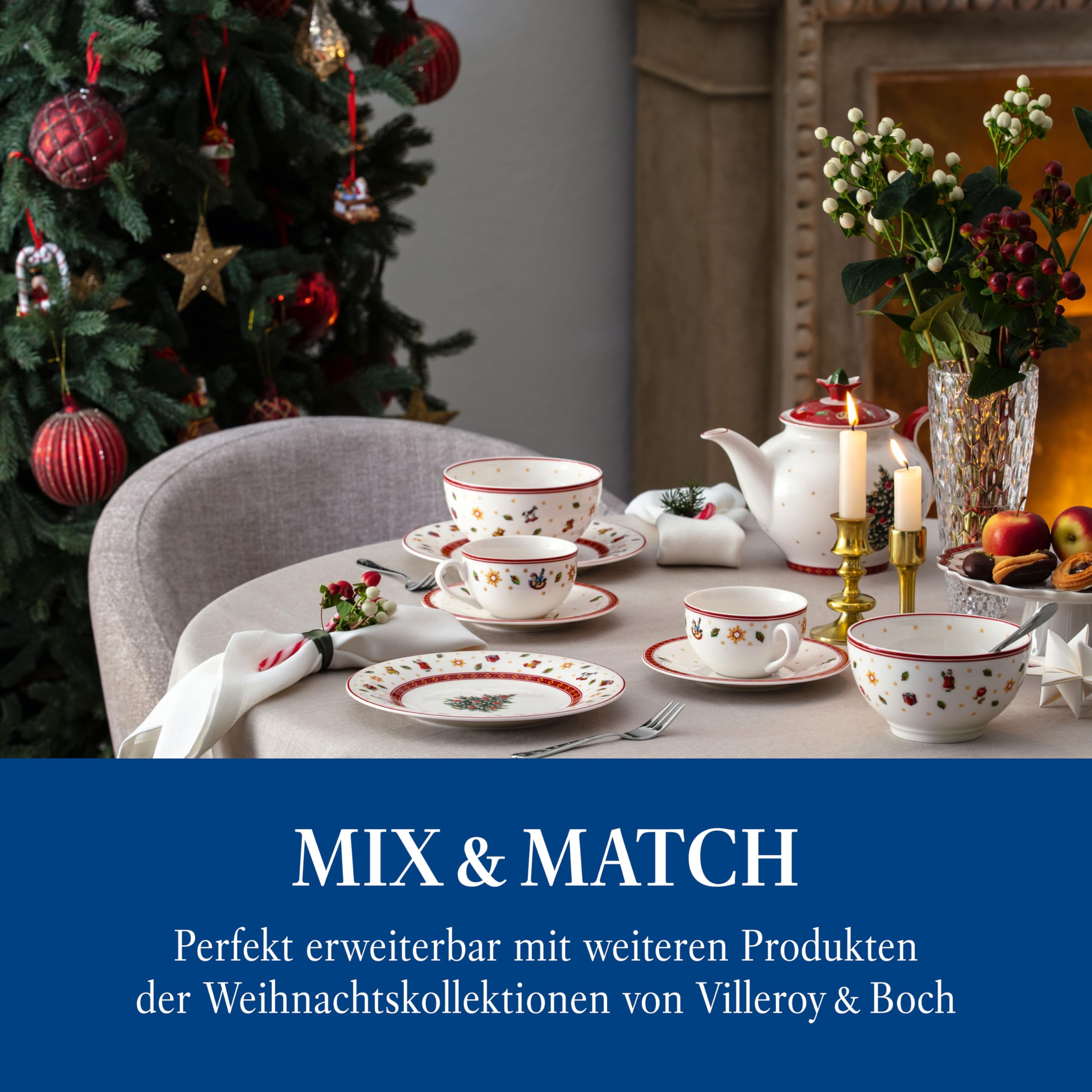 Villeroy & Boch – Toy's Delight Specials talerz płaski, duży talerz z motywem bożonarodzeniowym, talerz porcelanowy, naczynie świąteczne, można myć w zmywarce, można używać w kuchence mikrofalowej