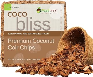 Plantonix Organic Coco Coir Chips (10lbs) - Coconut Husk Chips for Potting Soil, Garden Mulch & Reptile Bedding