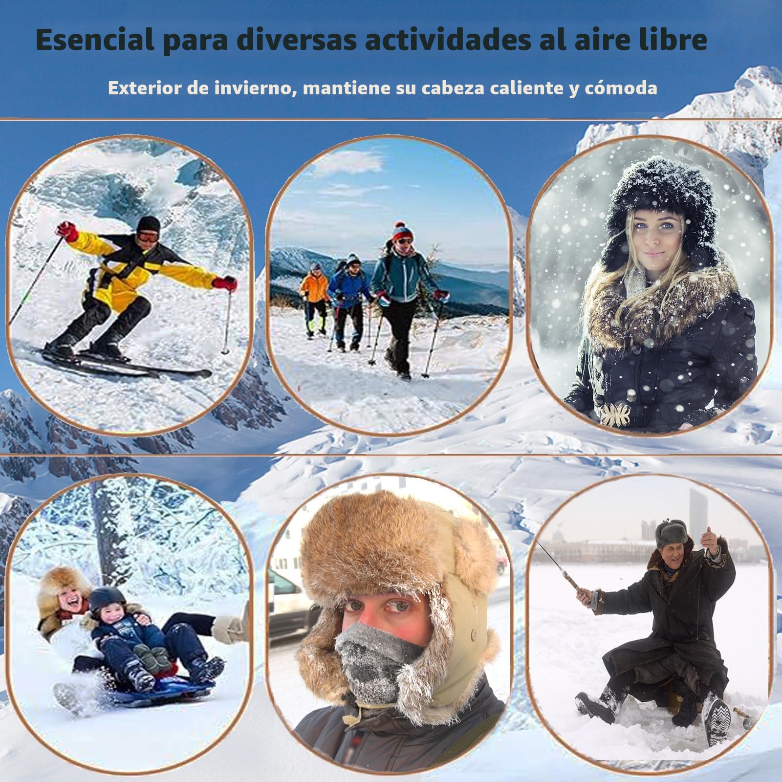 HEYANN Sombrero de invierno de piel sintética, sombrero de piloto de aviador ruso cálido Ushanka para hombre, sombreros de bombardero de invierno para hombres y mujeres con orejeras a prueba de viento
