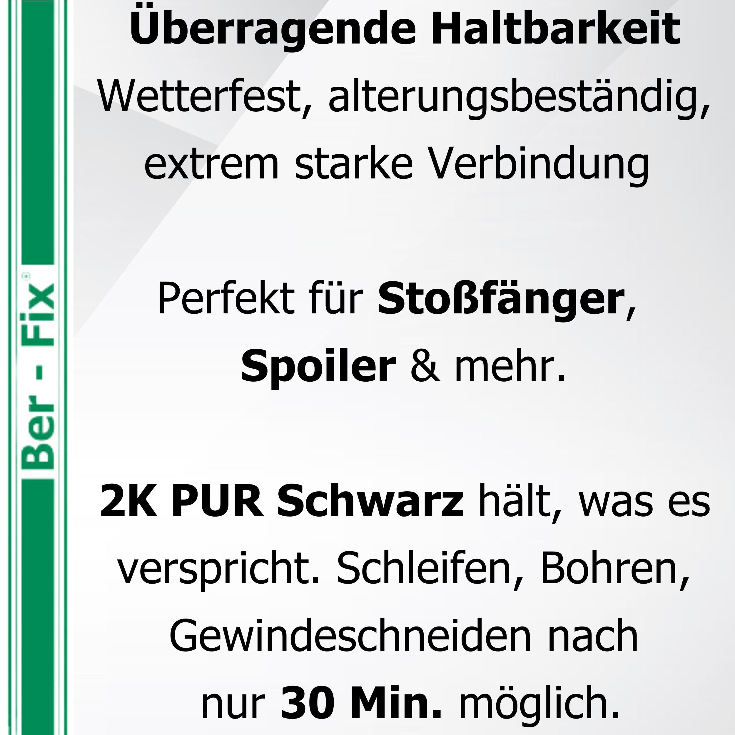 Ber-Fix 2K PU Kleber schwarz – Kunststoffkleber (50g) | 2K PUR Kunststoffkleber schwarz; für technische Reparaturen und passende Materialien; Lieferumfang/Inhalt: 50g