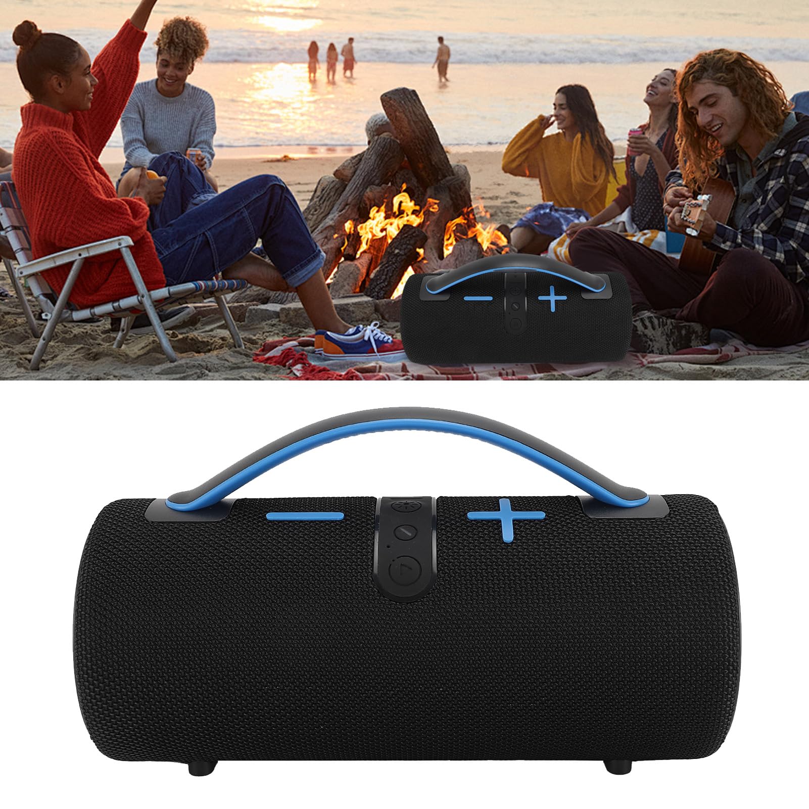 Bezprzewodowy Głośnik Bluetooth, Wodoodporny Głośnik Bluetooth V5.3 IPX4 ze światłami RGB, Wbudowany Mikrofon, Przenośny Głośnik z Uchwytem do Użytku na Zewnątrz, na Basenie, na