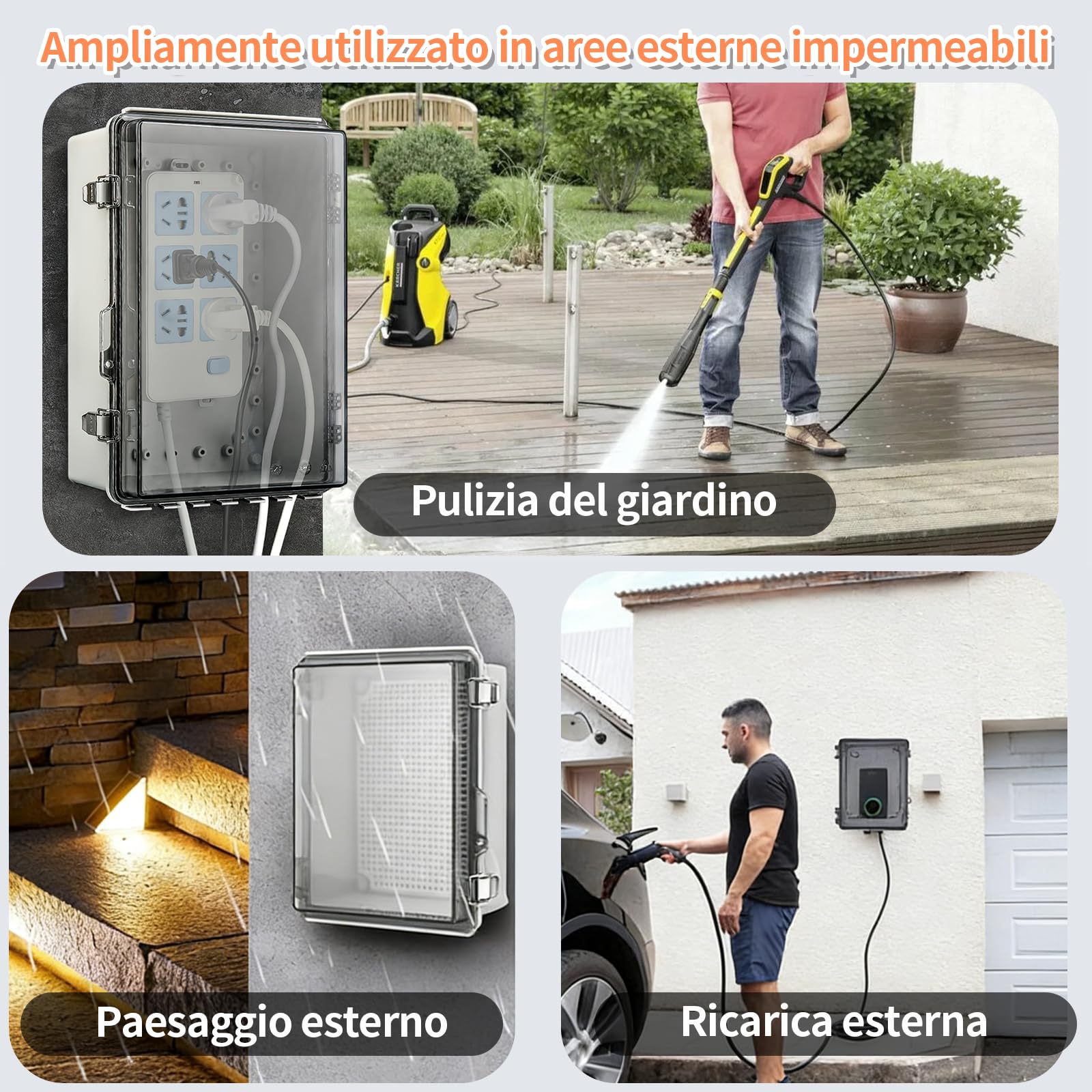 Scatola Elettrica da Esterno, Scatola di Derivazione Esterna IP66, Armadio Trasparente Esterno con accessori per il montaggio a parete e serratura (29 x 19 x 14 cm)